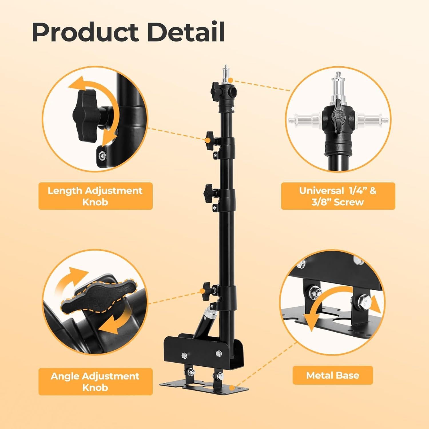 Soporte de Pared para Luz de Anillo AMBITFUL 110cm Ajustable