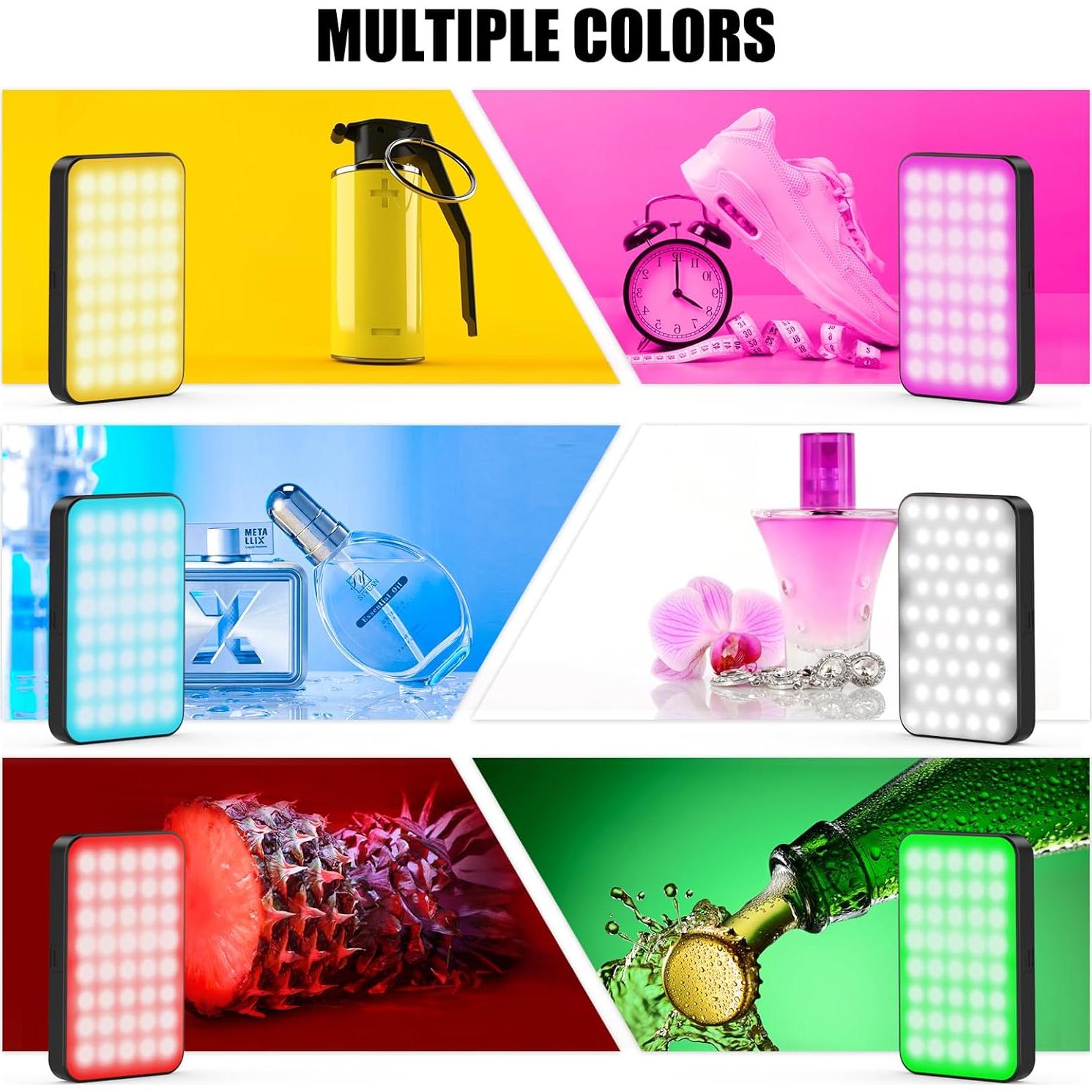 RGB LED Video Light Live Streaming Video Portable Camera Lights with 0-360 Full Color CRI 95+ 3000K/6000K 3000mAh Rechargeable LED Lighting for Photography, Vlogging, Video Conference