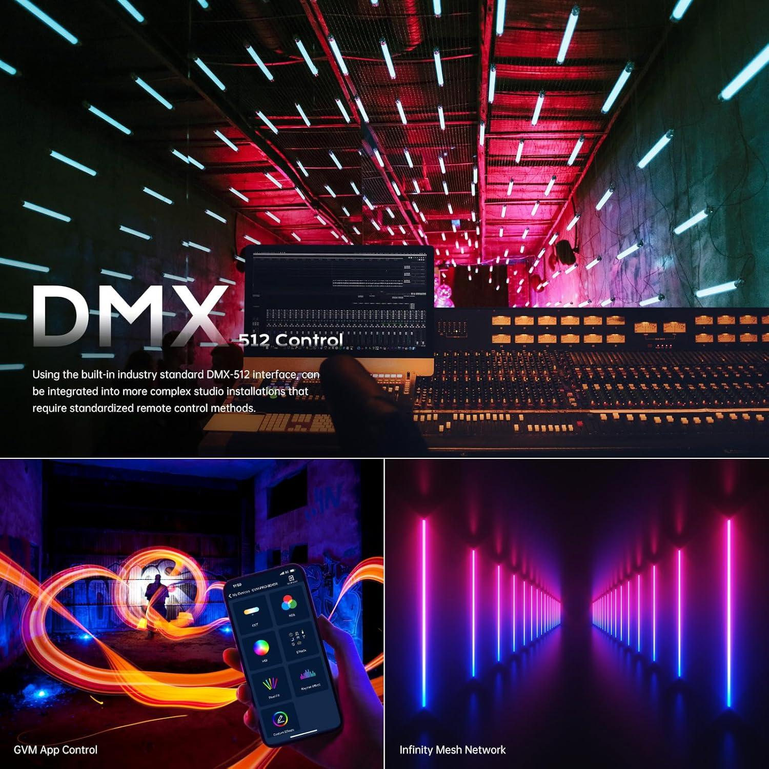 GVM BD45R LED Video Light, 45W Handheld Wand Light, 48" Full Color LED Tube Light, 2700-10000K Stick Light with APP/DMX Control for Photography, Studio, 12 Scene Effects, MESH Networking