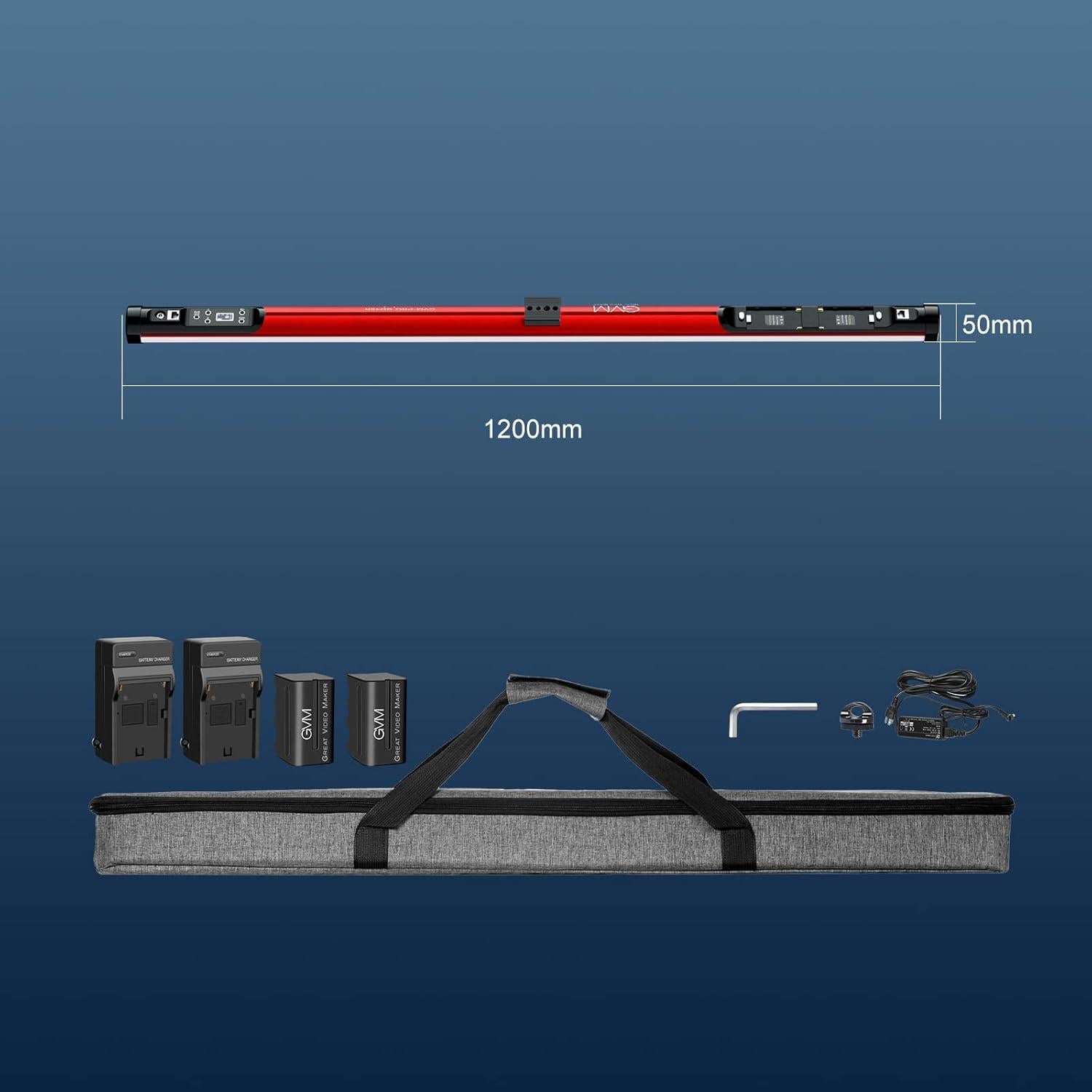 GVM BD45R LED Video Light, 45W Handheld Wand Light, 48" Full Color LED Tube Light, 2700-10000K Stick Light with APP/DMX Control for Photography, Studio, 12 Scene Effects, MESH Networking