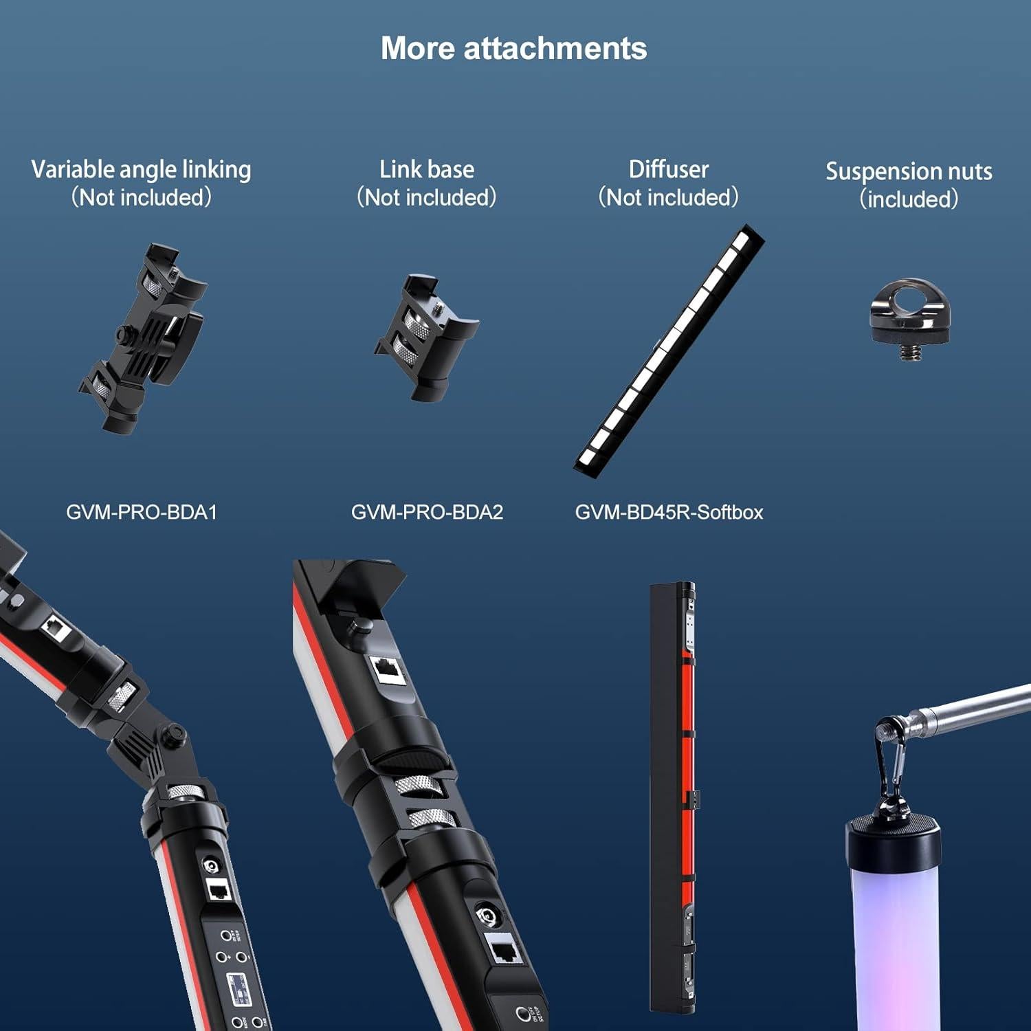 GVM BD45R LED Video Light, 45W Handheld Wand Light, 48" Full Color LED Tube Light, 2700-10000K Stick Light with APP/DMX Control for Photography, Studio, 12 Scene Effects, MESH Networking