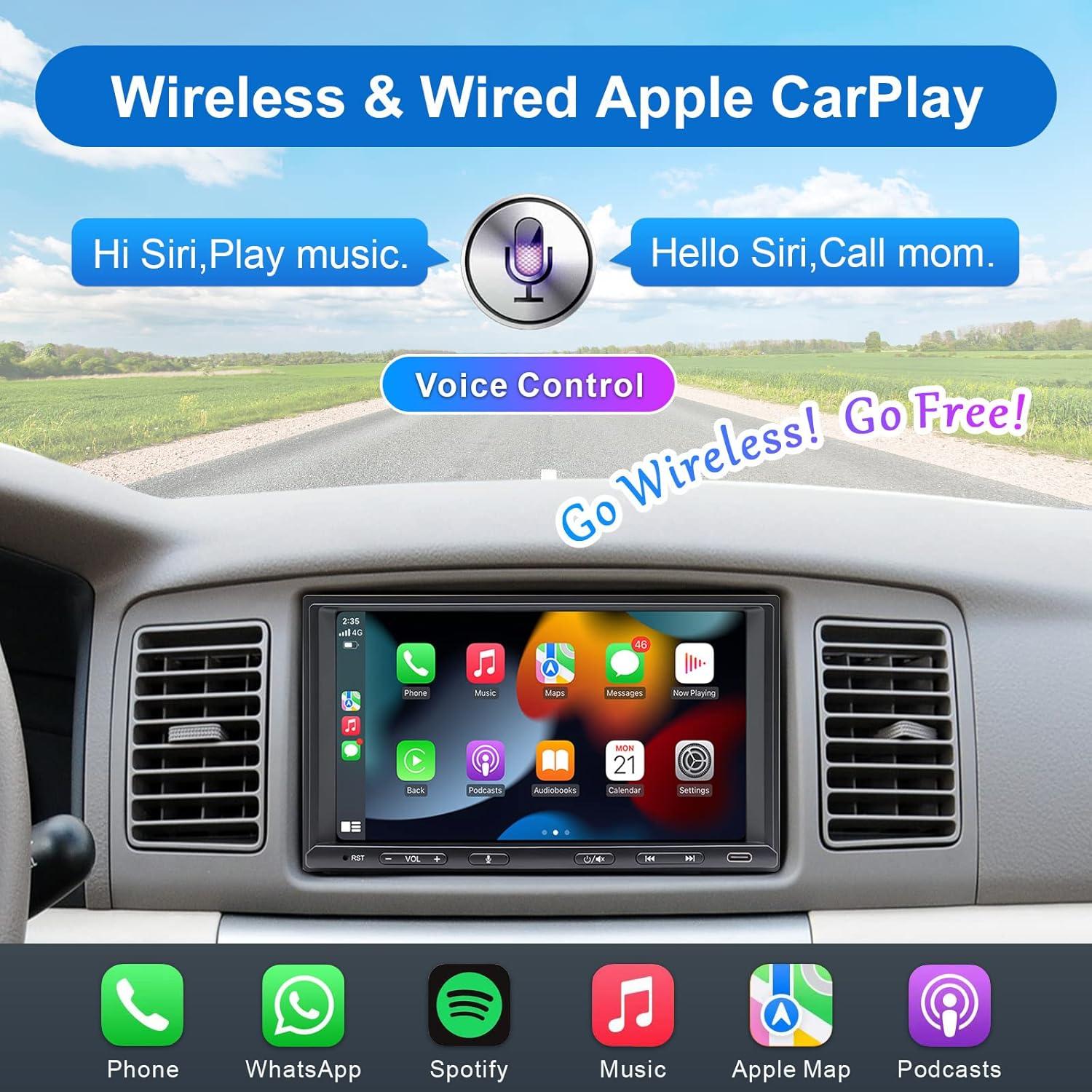 Estéreo Doble Din Bouwoima 7" CarPlay Android Auto Bluetooth