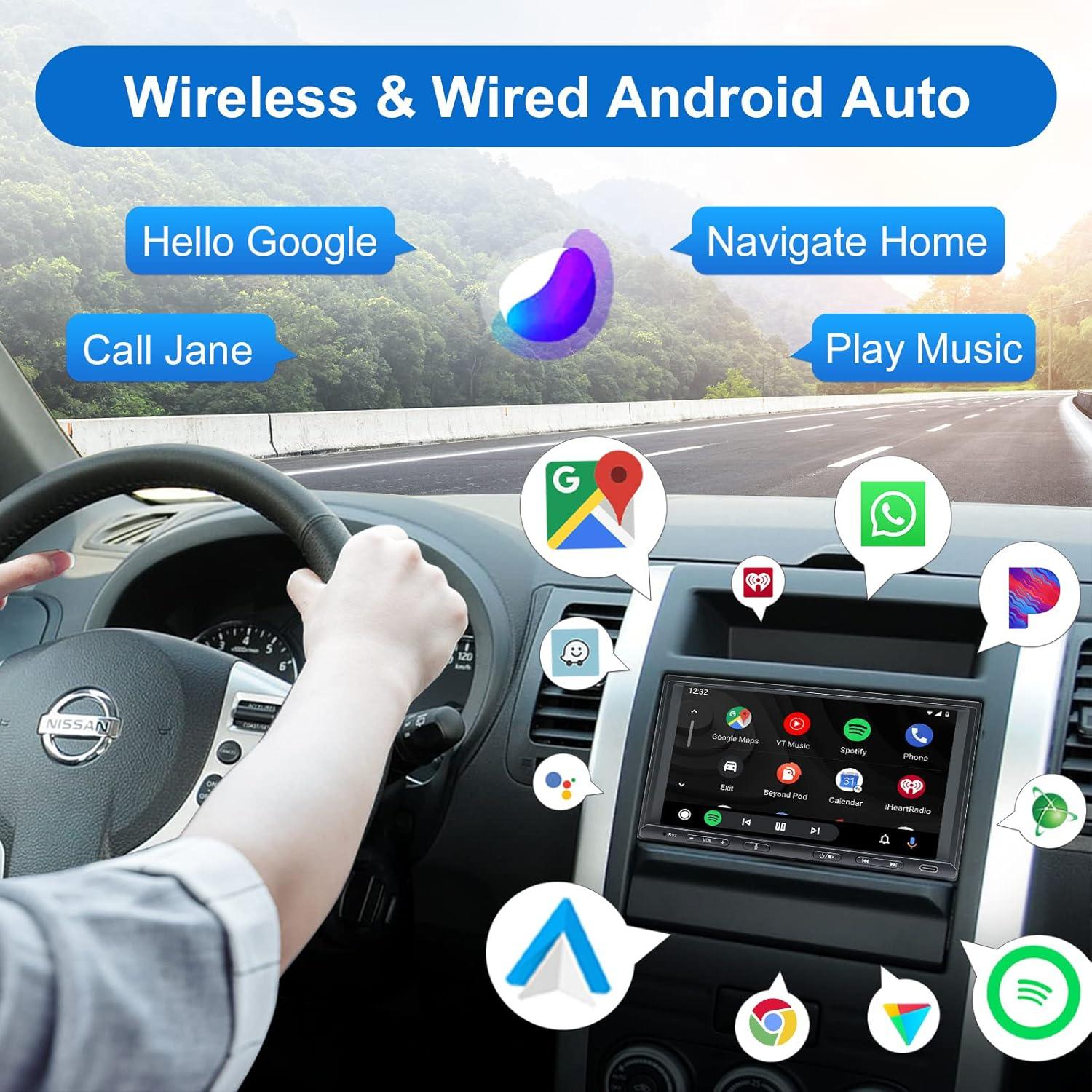 Estéreo Doble Din Bouwoima 7" CarPlay Android Auto Bluetooth