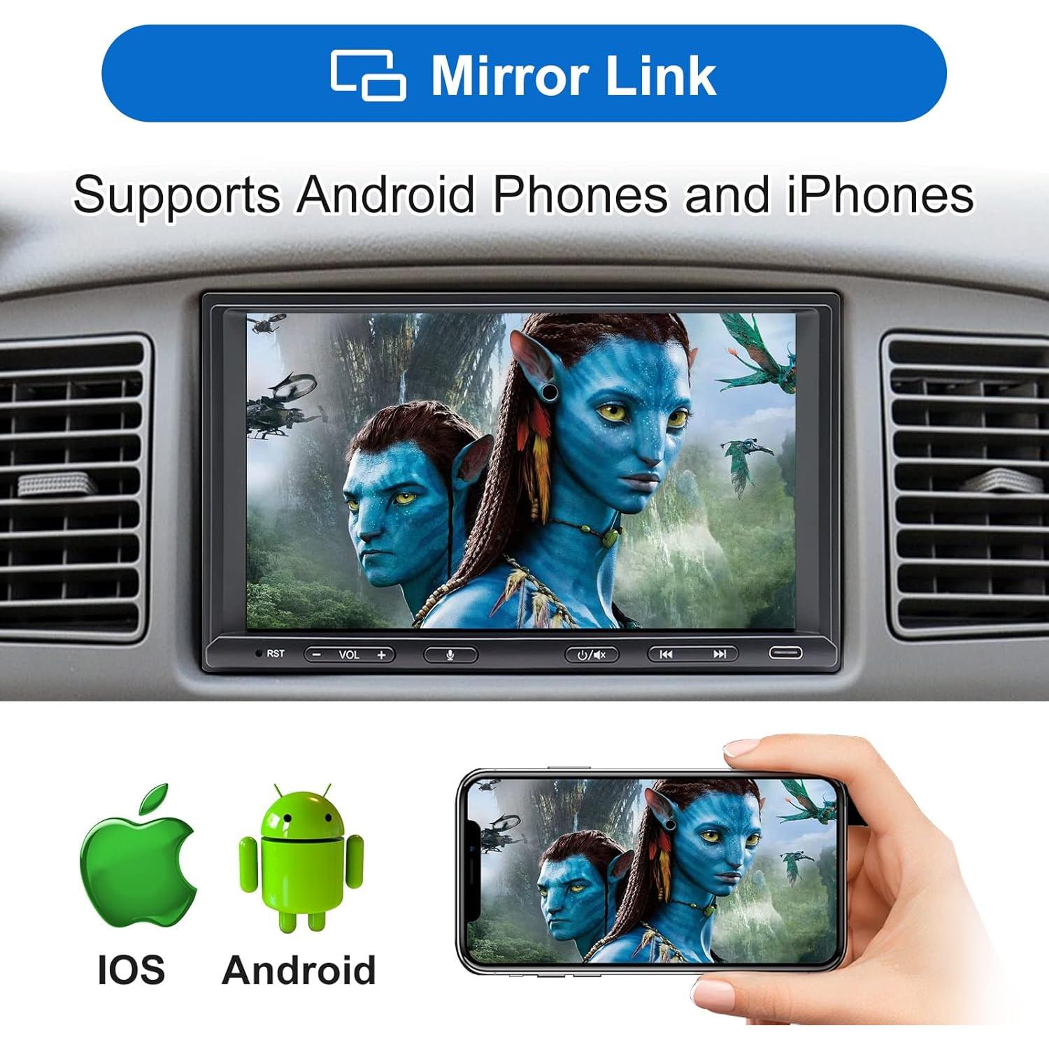 Estéreo Doble Din Bouwoima 7" CarPlay Android Auto Bluetooth