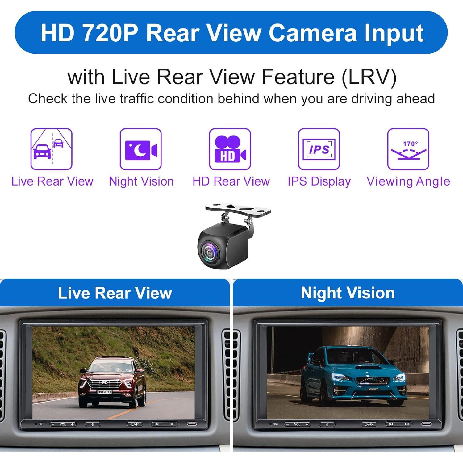 Estéreo Doble Din Bouwoima 7" CarPlay Android Auto Bluetooth