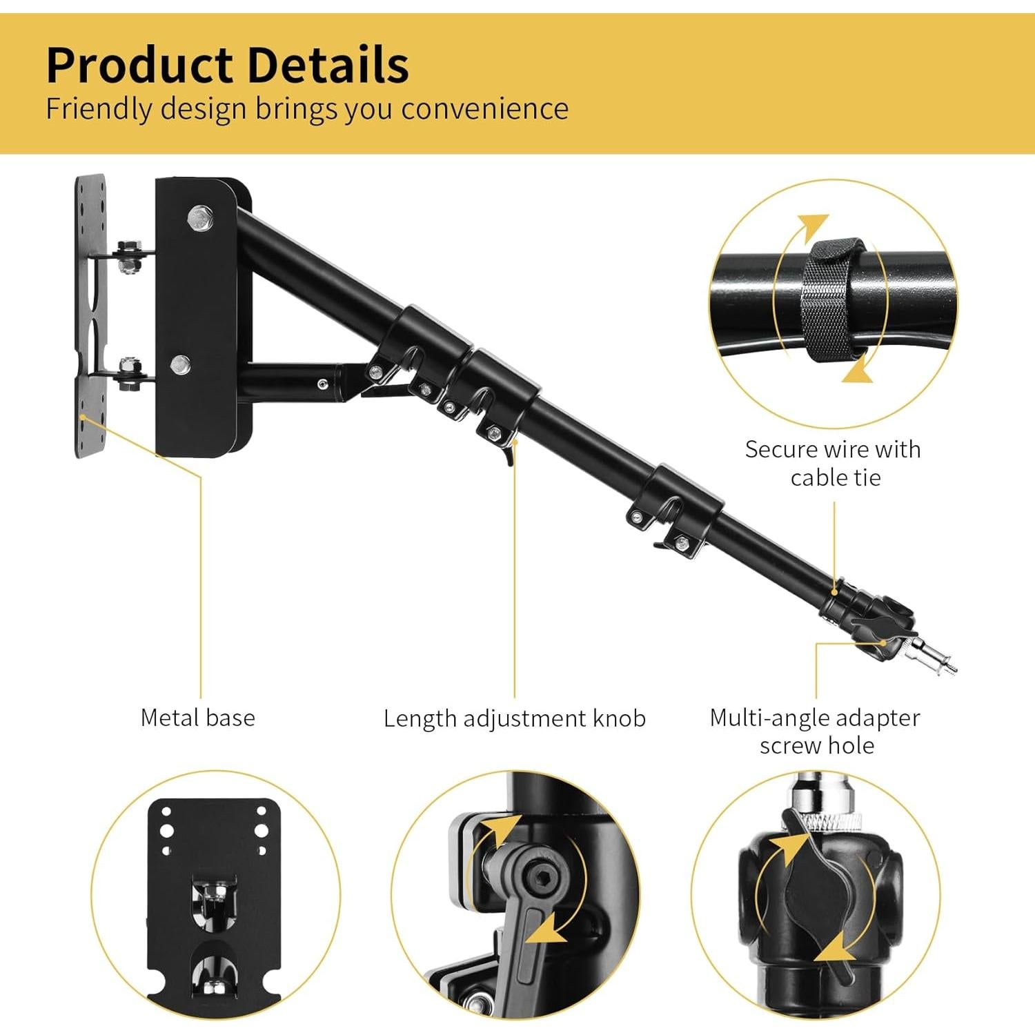 Brazo de Montaje en Pared Meking S1000 para Luz de Anillo 100cm