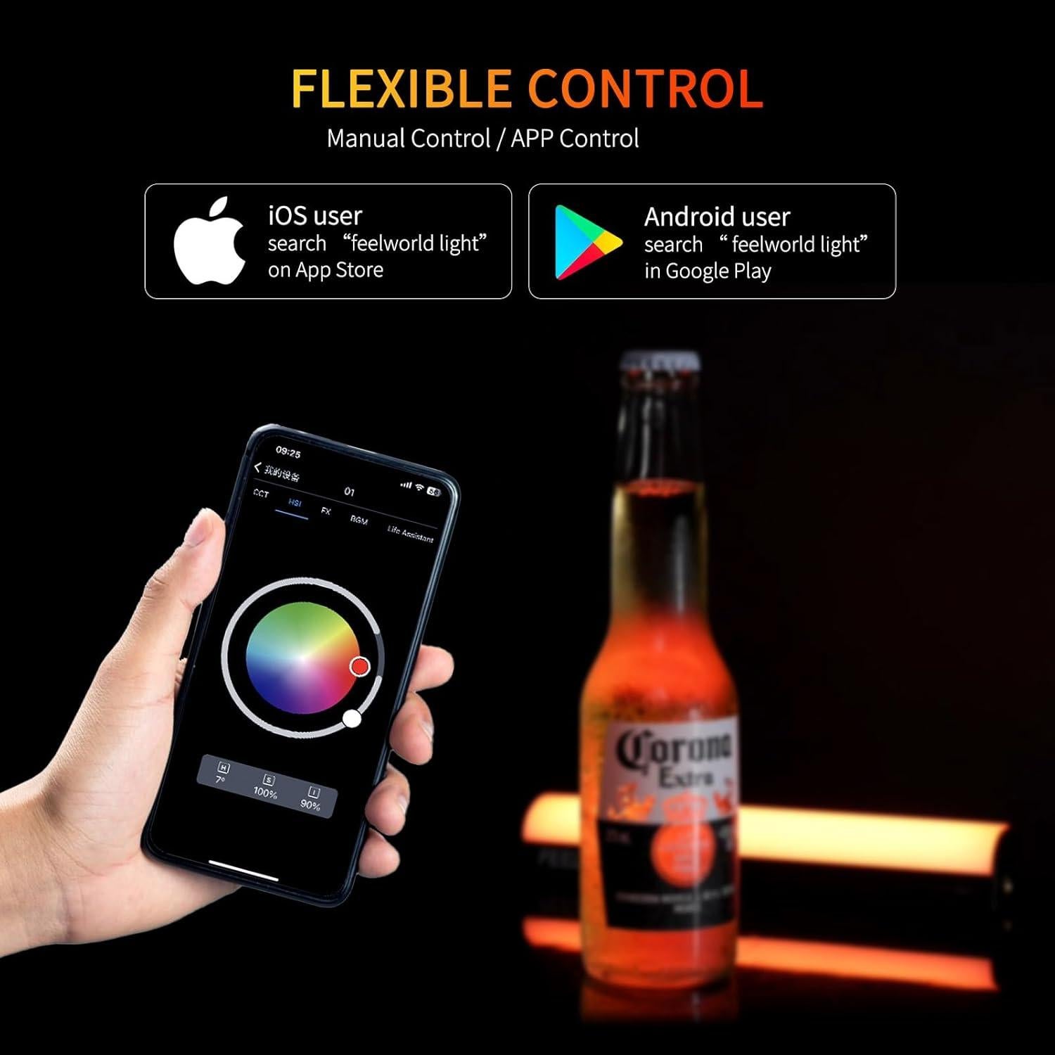 FEELWORLD MT2 Handheld Light Wand,360° RGB LED Video Light for Photography,3000mAh Rechargeable Mini Light Stick for Video Shooting Professional Tube Lights with Magnetic