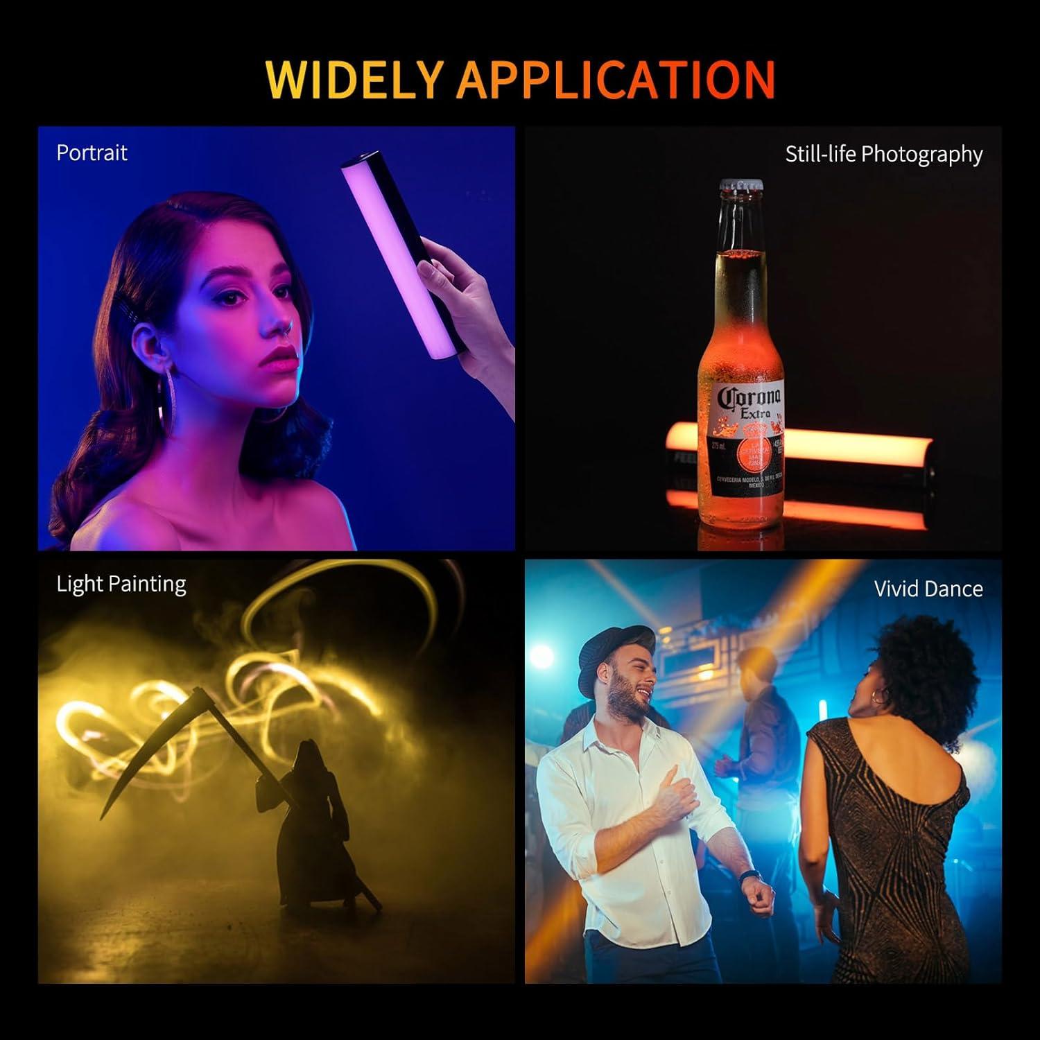 FEELWORLD MT2 Handheld Light Wand,360° RGB LED Video Light for Photography,3000mAh Rechargeable Mini Light Stick for Video Shooting Professional Tube Lights with Magnetic