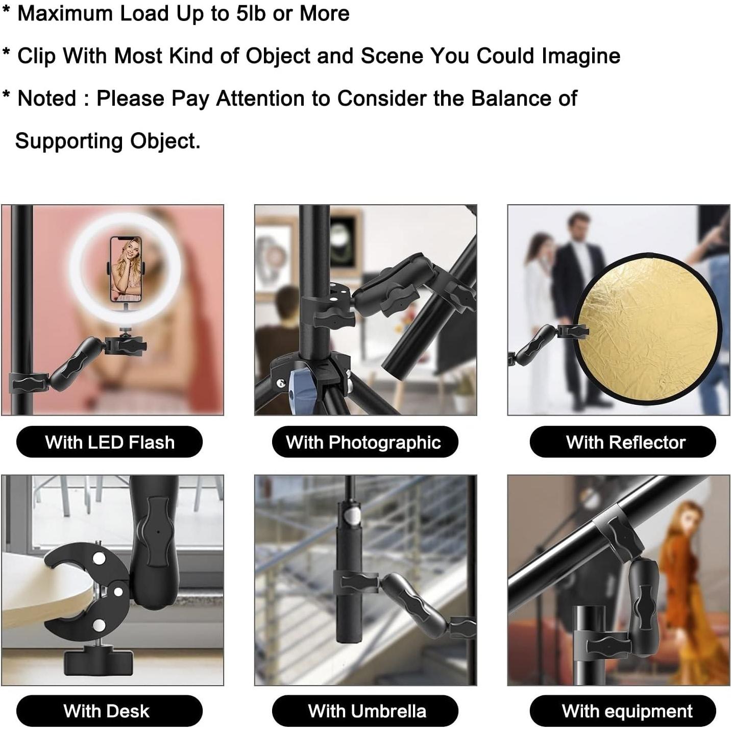 Soporte Doble Abrazadera Taisioner para Luz y Monitor 0.33 kg