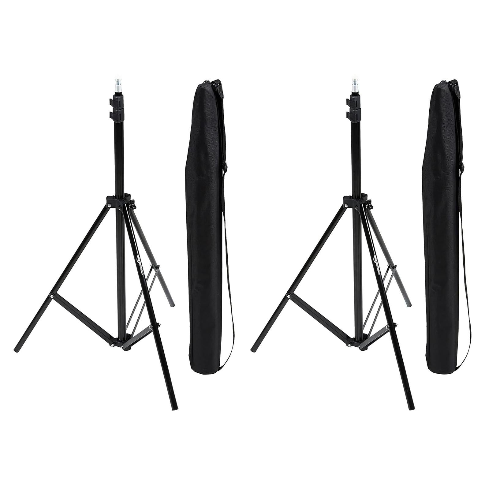 Soporte de trípode de fotografía Amazon Basics - Paquete de 2, 0.85 a 2.03 m, Negro