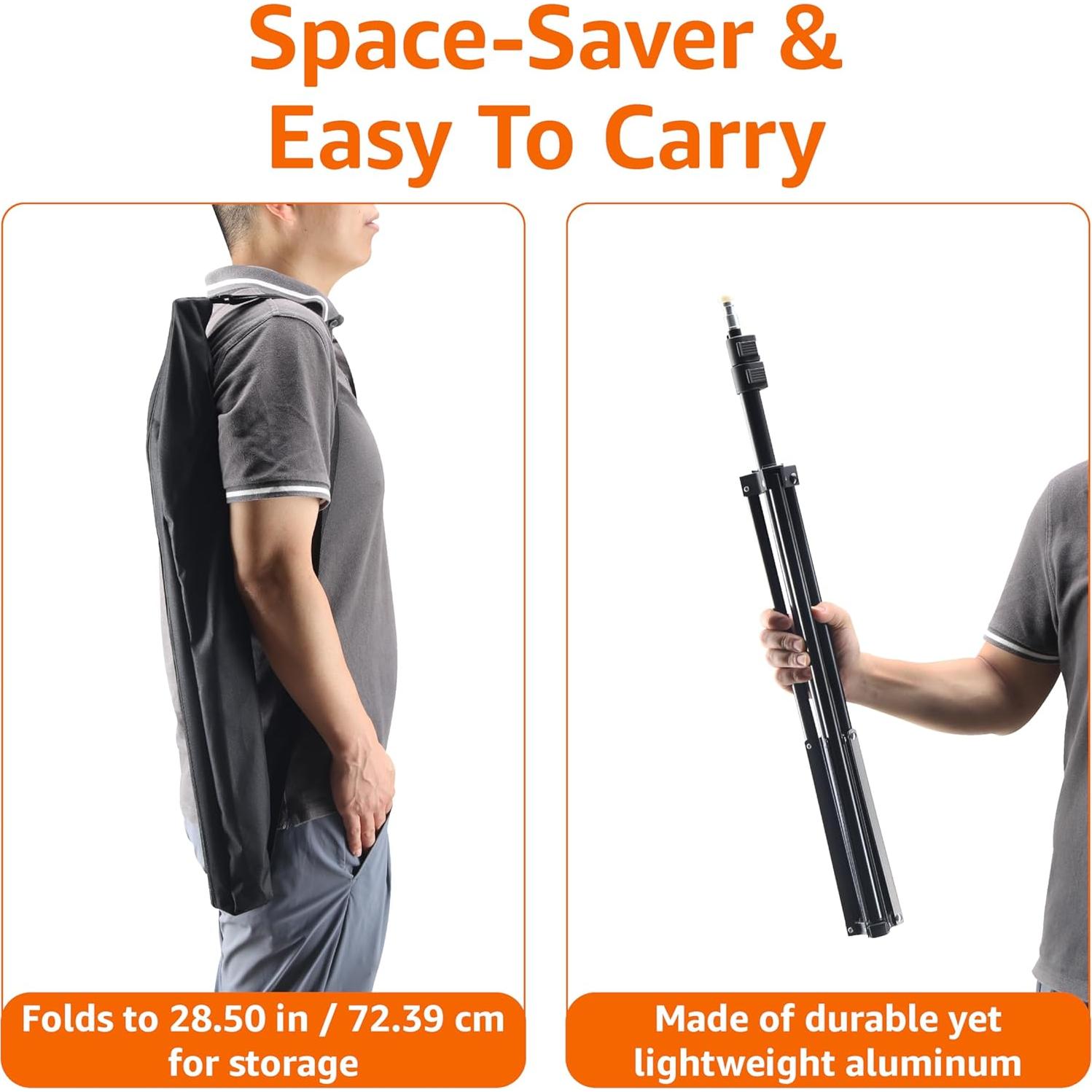 Soporte de trípode de fotografía Amazon Basics - Paquete de 2, 0.85 a 2.03 m, Negro