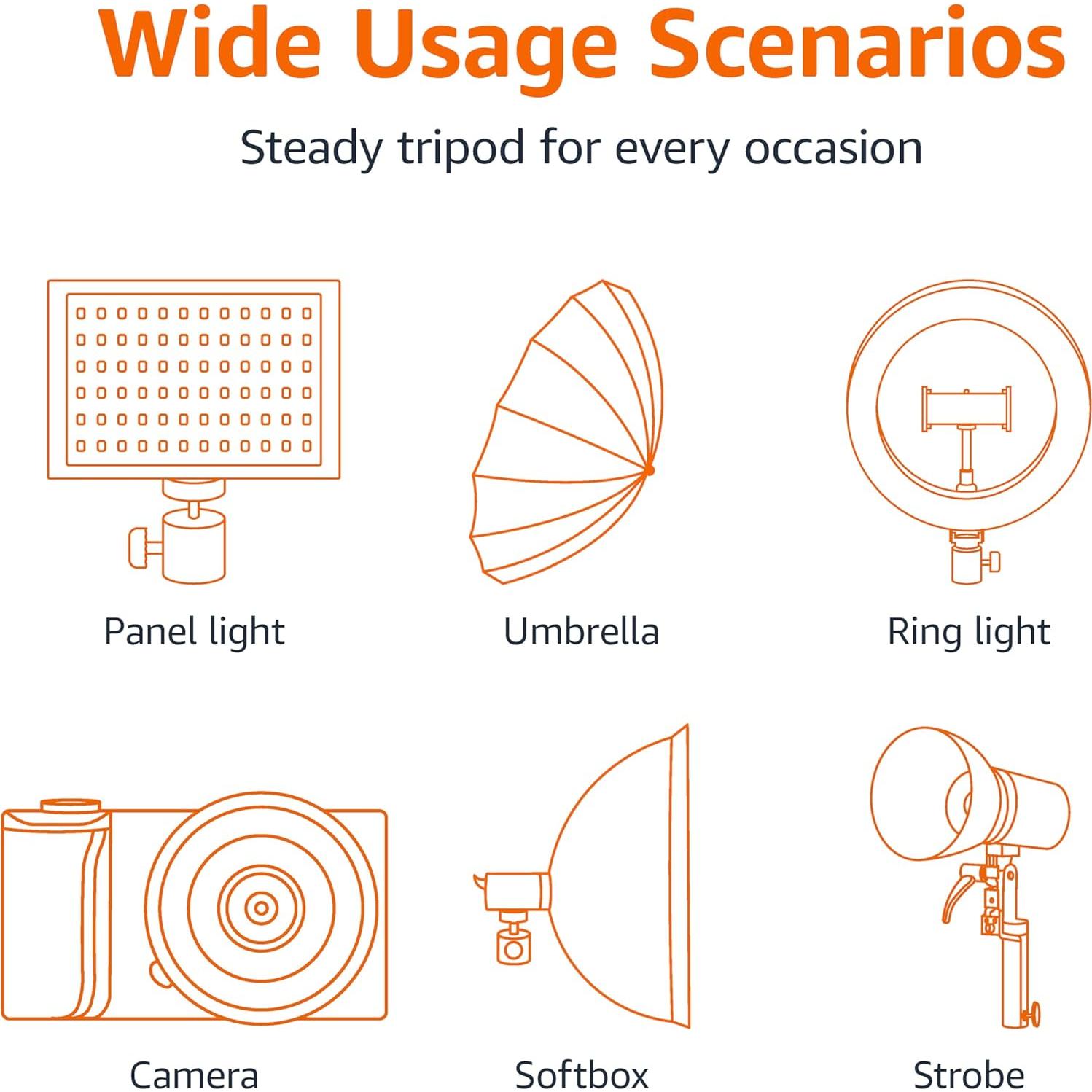 Soporte de trípode de fotografía Amazon Basics - Paquete de 2, 0.85 a 2.03 m, Negro