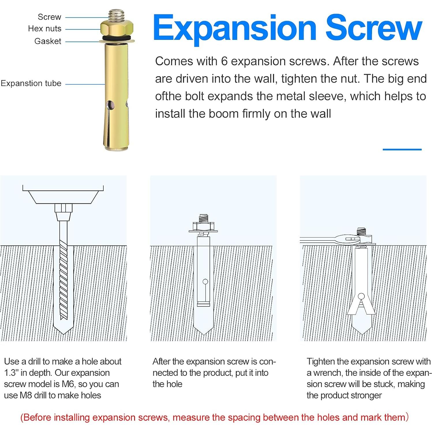 EMART Ring Light Wall Mount Boom Arm, Adjustable 51in/130cm Mounted Overhead Stand, 180°Rotation Heavy Duty Triangle Bracket Mounting Bar for Camera, Photography Lighting, Barber Led Lamp