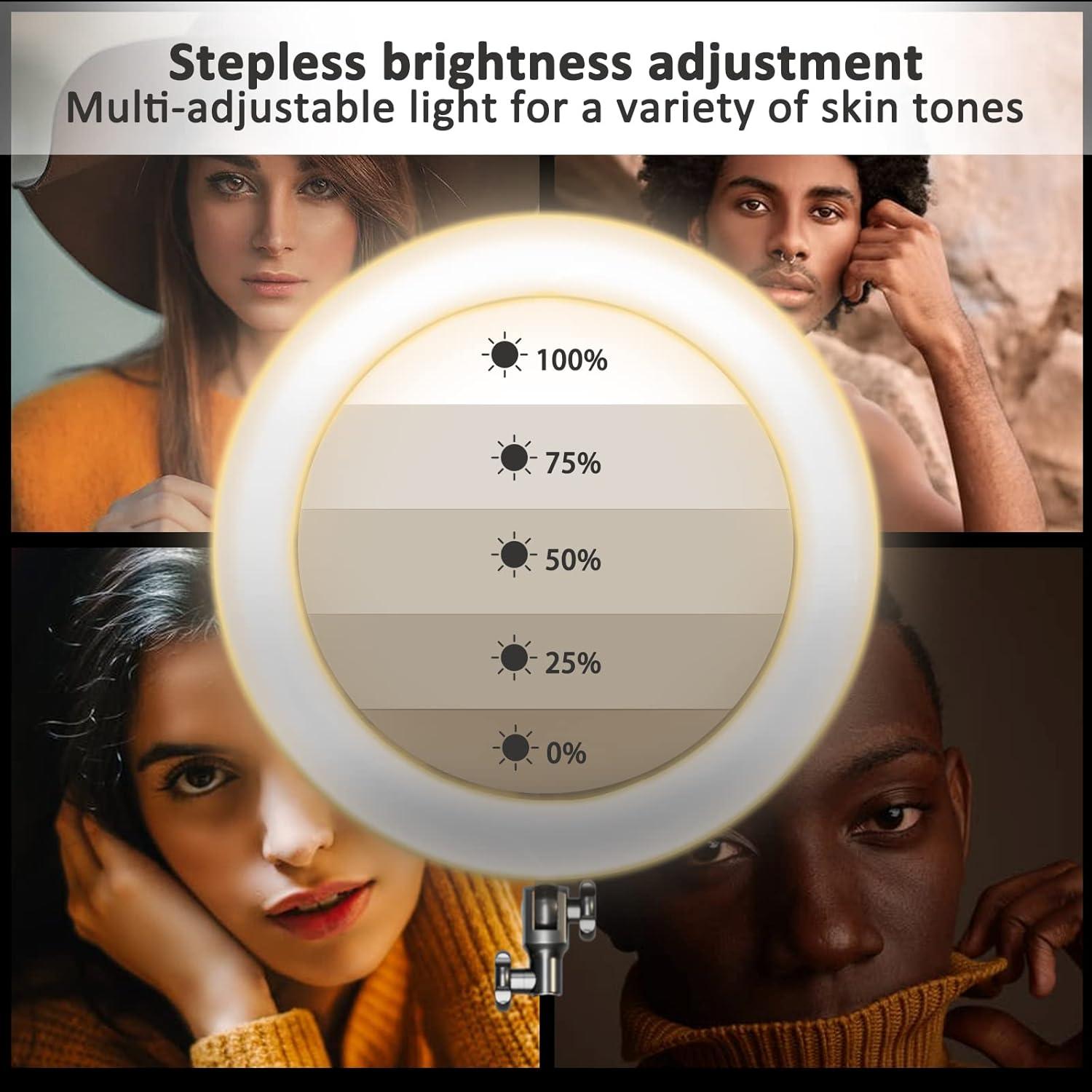 Anillo de Luz LED 19" con Trípode 2.5m y 3 Soportes para Teléfono