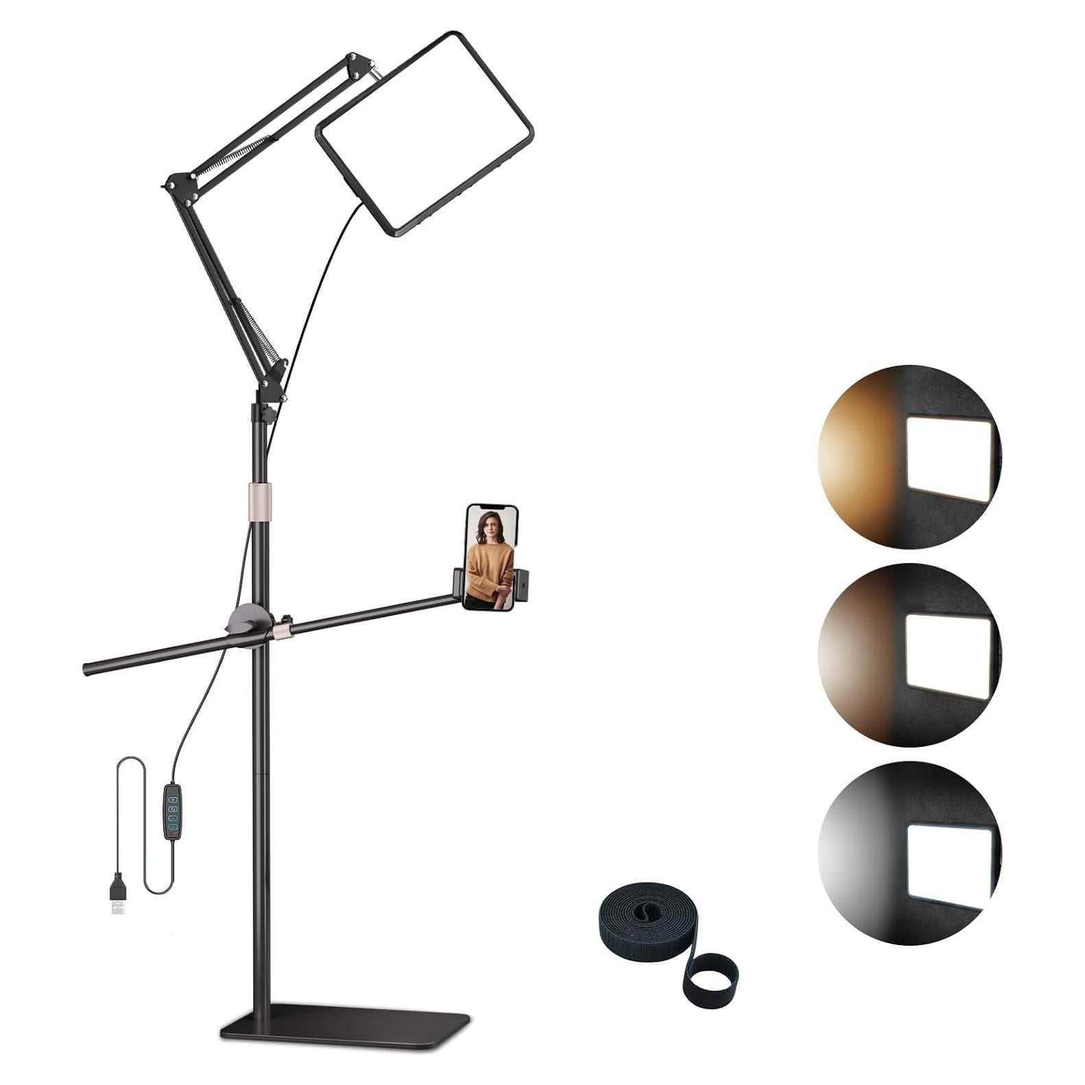 Luz de Selfie OUKMIC 30 cm con Trípode y Temperatura 2800-7000K