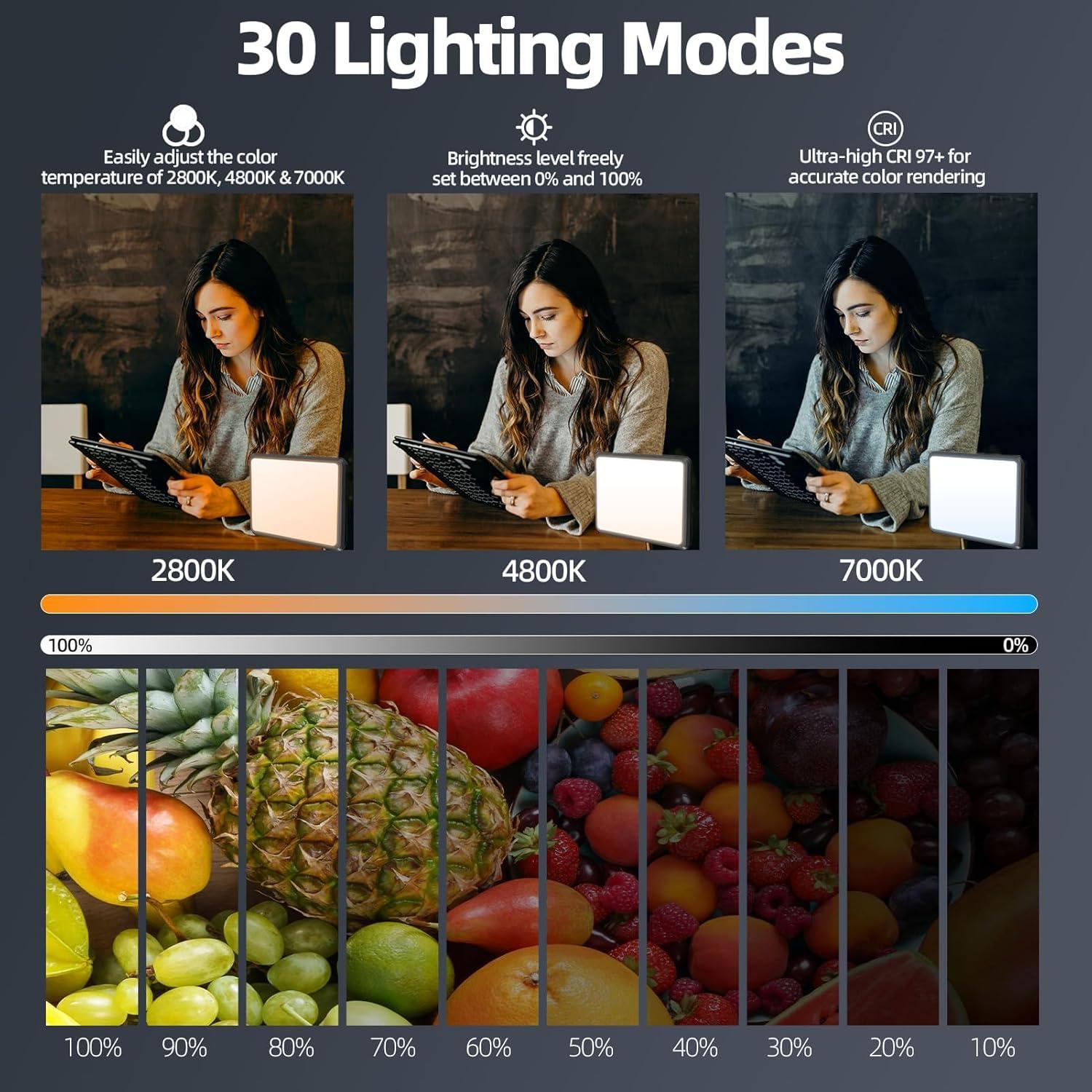 Luz de Selfie OUKMIC 30 cm con Trípode y Temperatura 2800-7000K