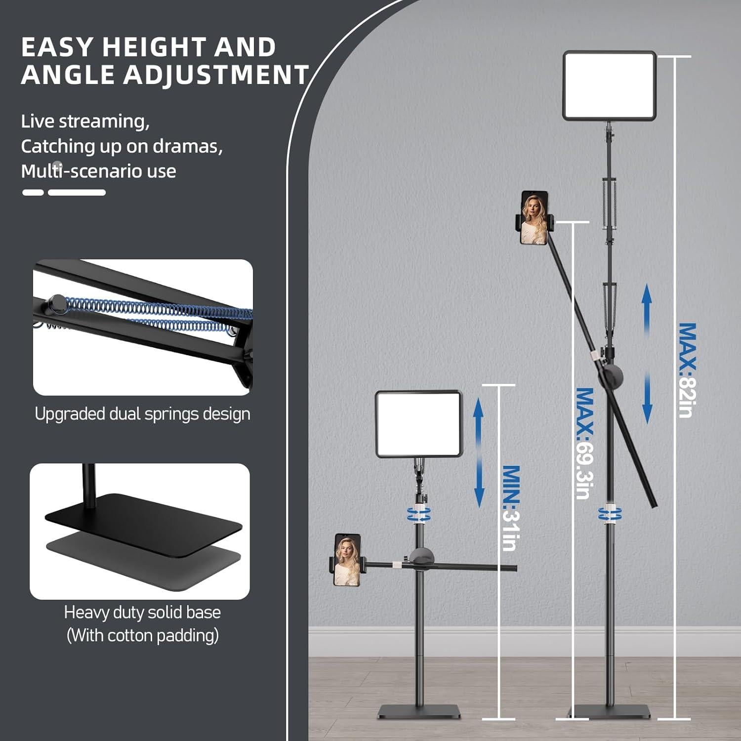 Luz de Selfie OUKMIC 30 cm con Trípode y Temperatura 2800-7000K