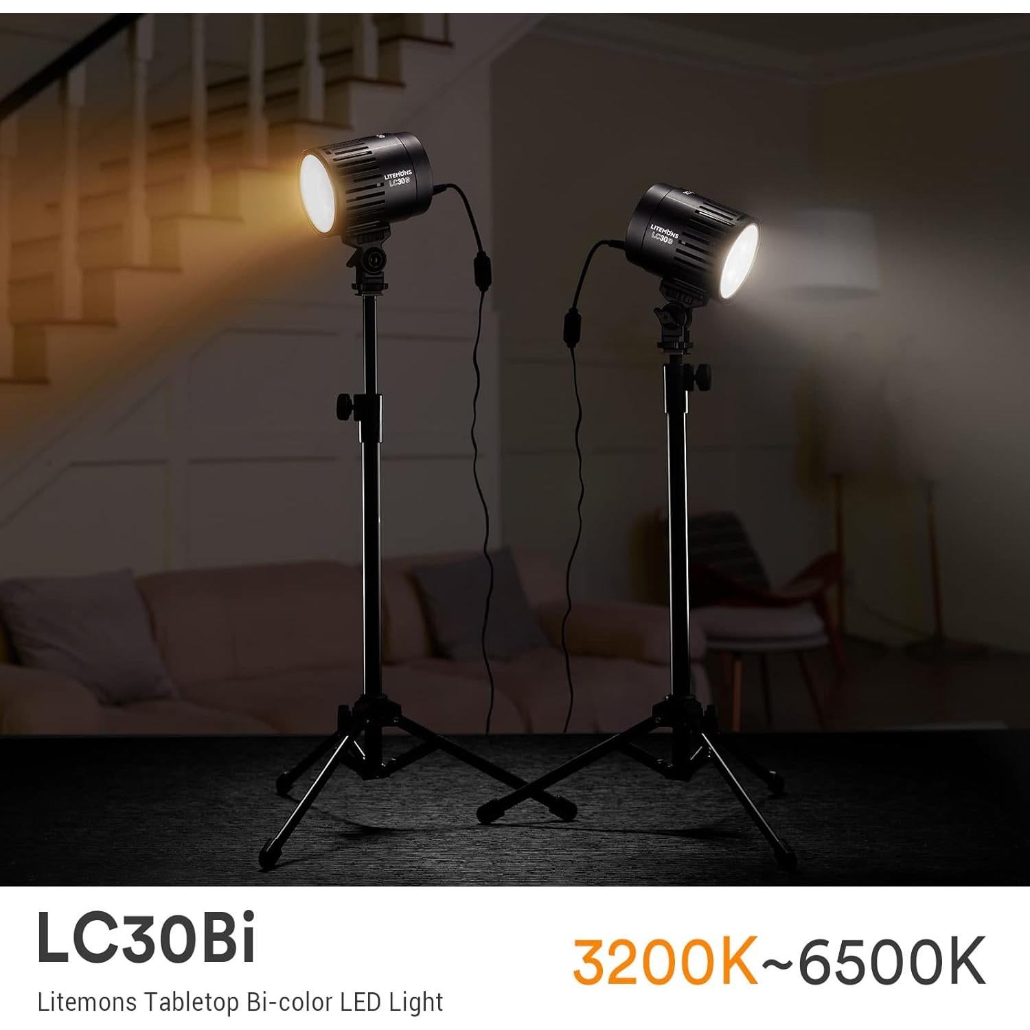 Luz LED Bicolor Godox LC30Bi 3200K-6500K 28,200 Lúmenes