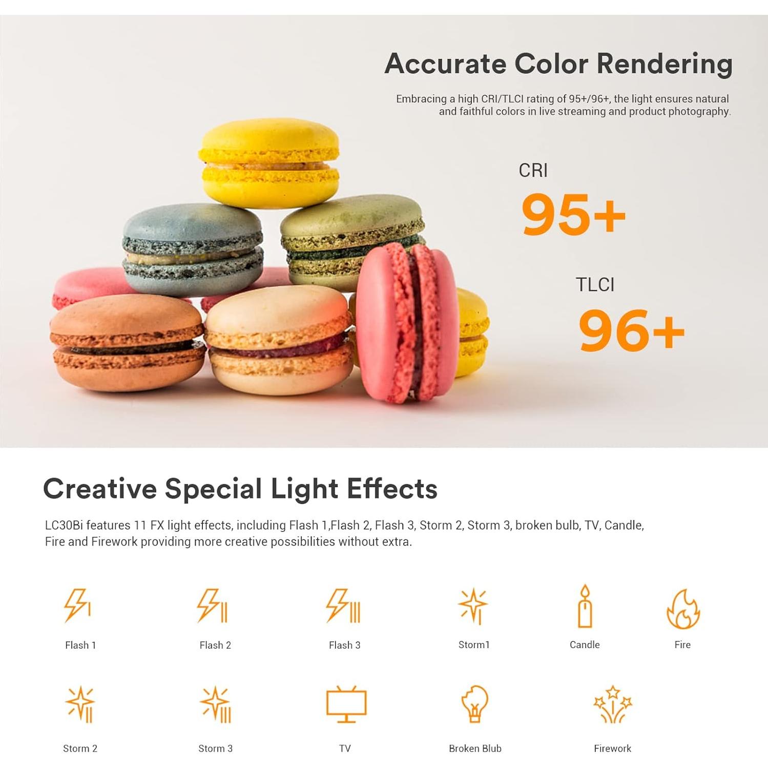 Luz LED Bicolor Godox LC30Bi 3200K-6500K 28,200 Lúmenes