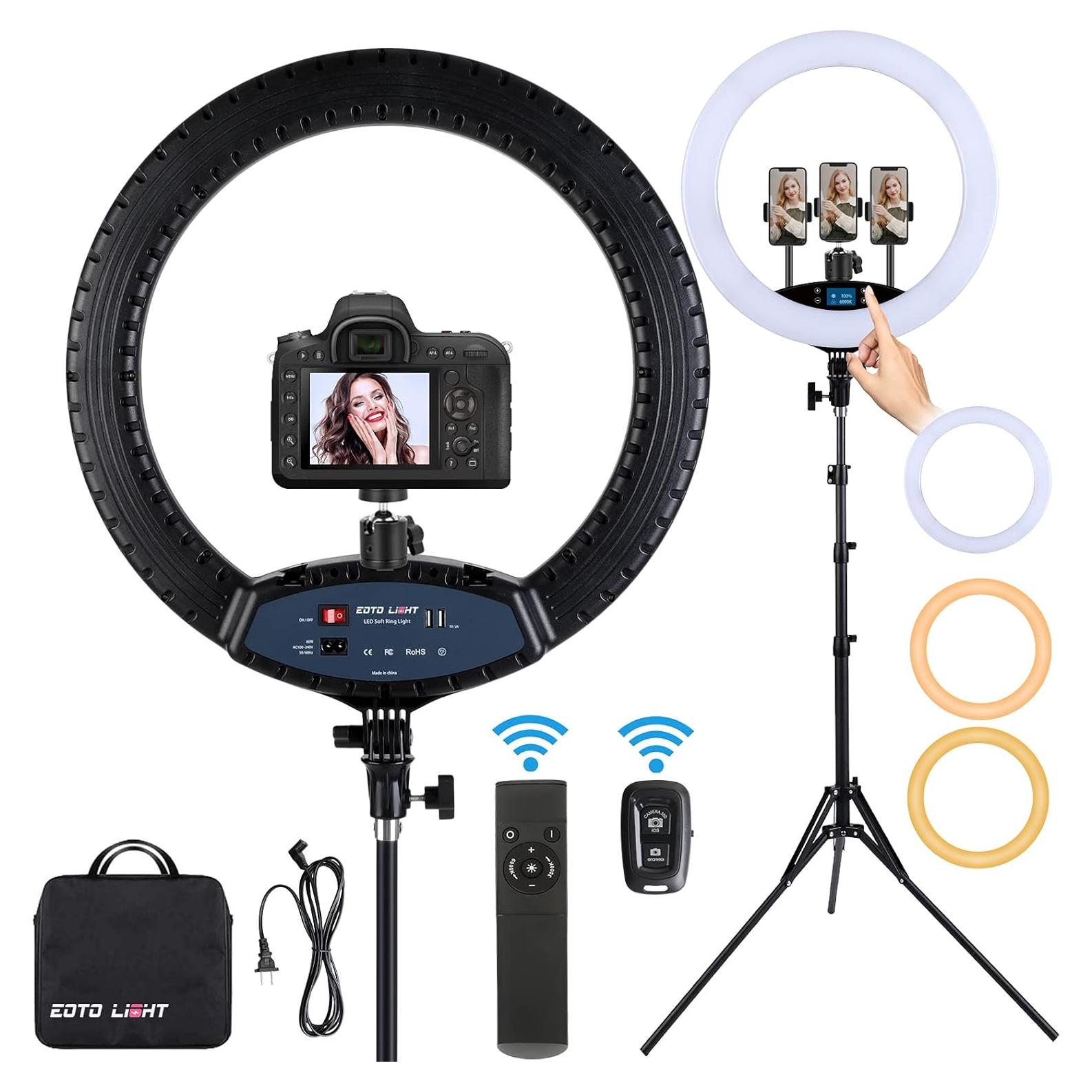 Anillo de Luz LED 19" EOTO LIGHT con Soporte y Control Remoto