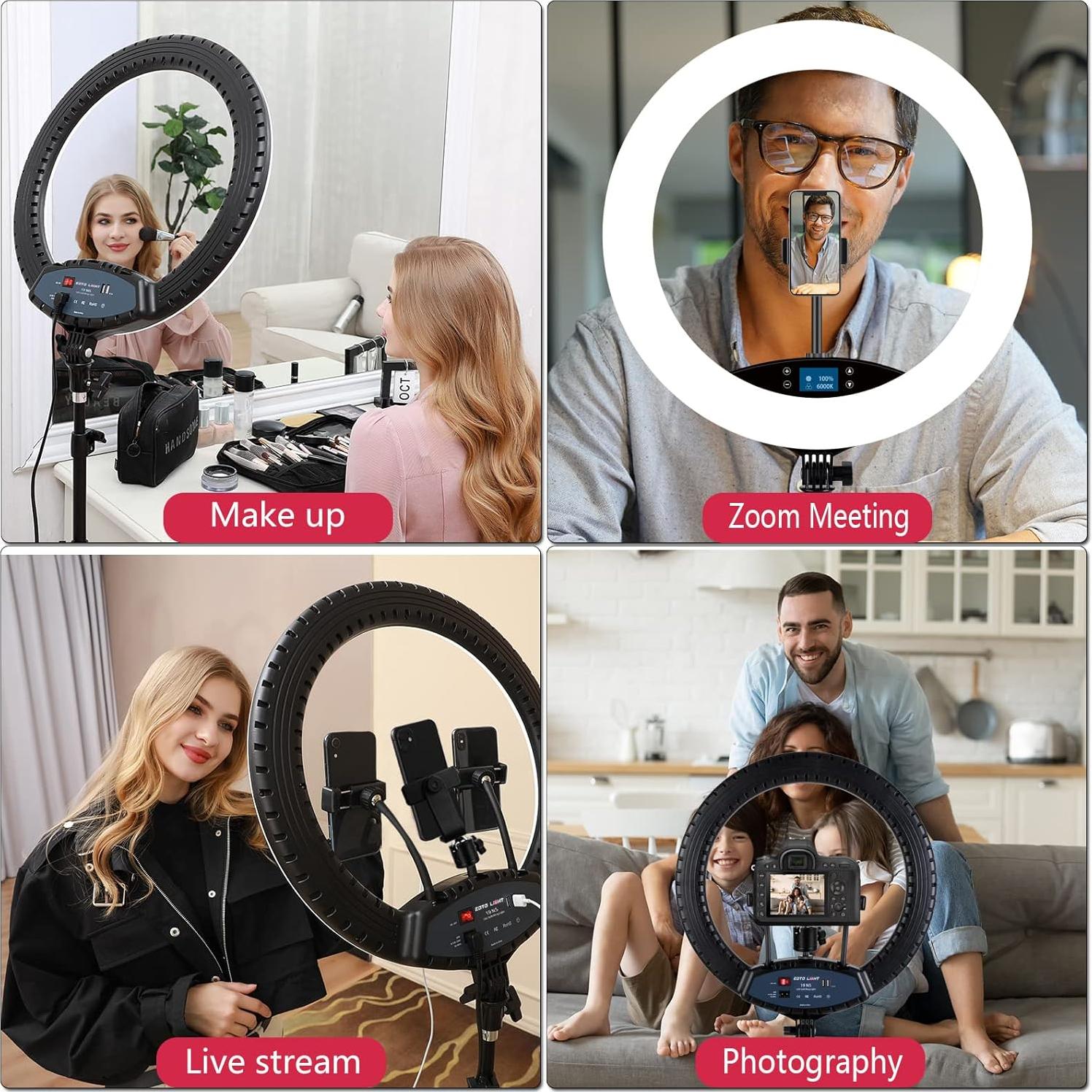 Anillo de Luz LED 19" EOTO LIGHT con Soporte y Control Remoto