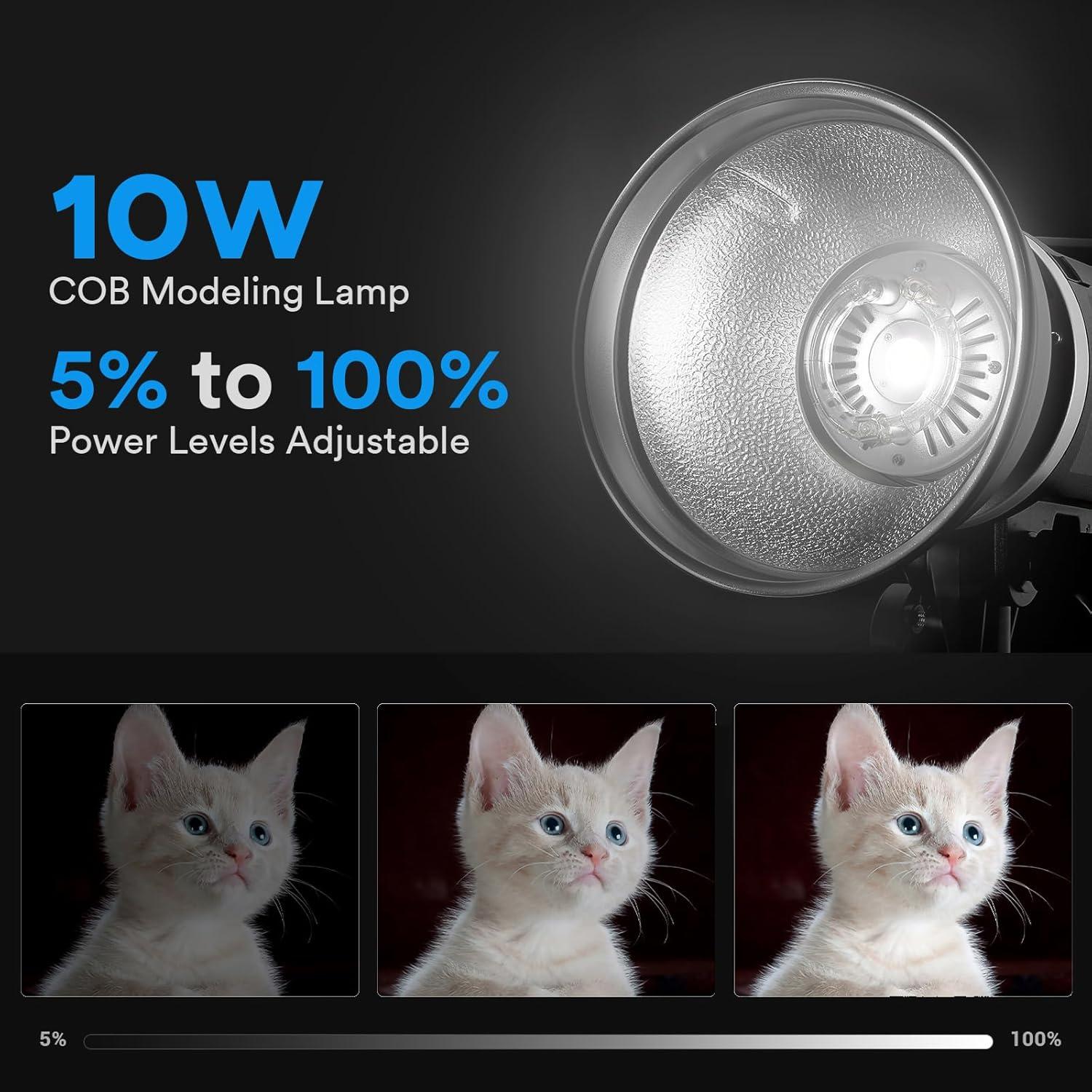 Flash Estroboscópico Godox MS300V 300W con Luz LED 10W