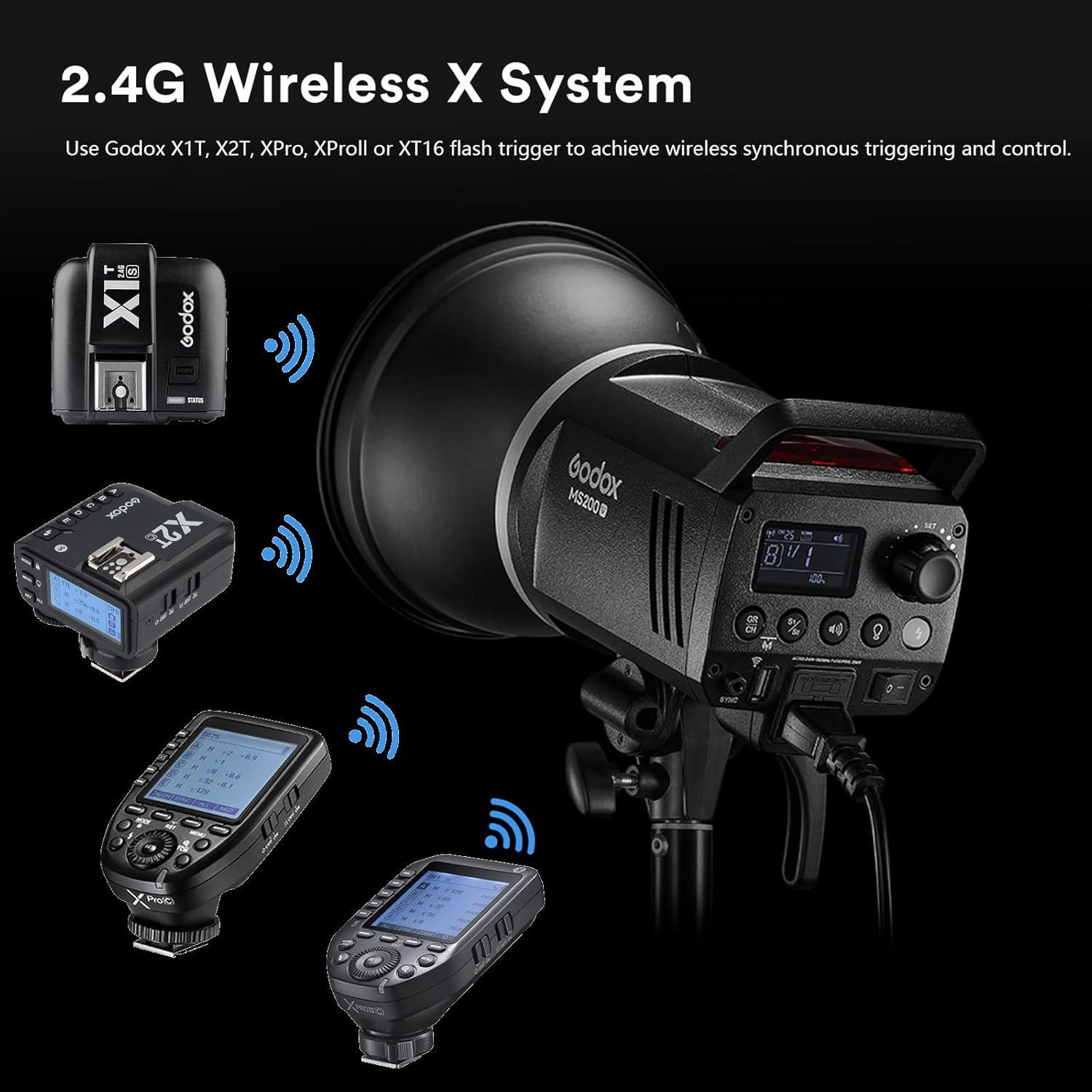 Flash Estroboscópico Godox MS300V 300W con Luz LED 10W