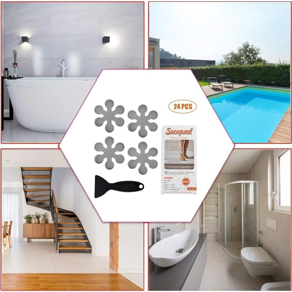 Calcomanías Antideslizantes Secopad 12 PCS Gris para Baño