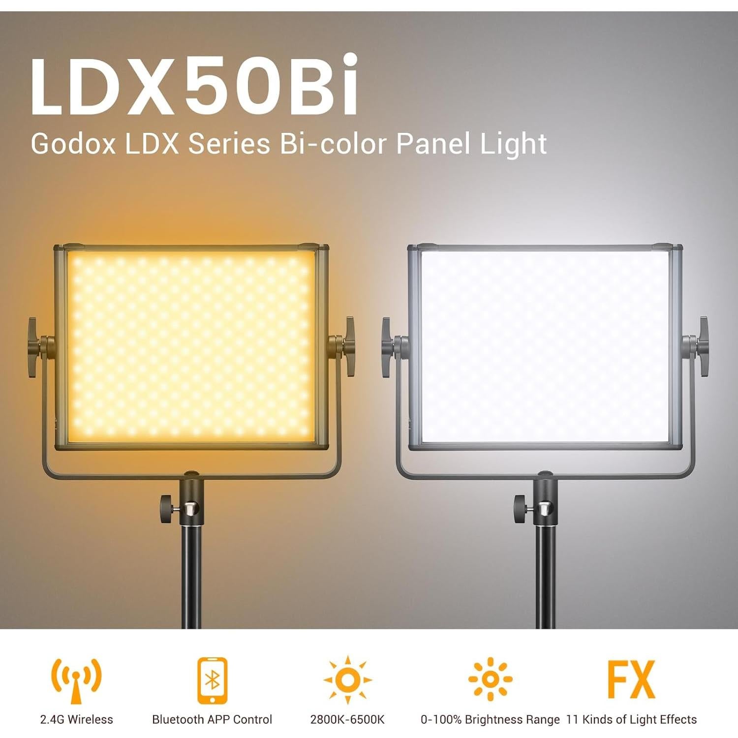 Luz de Video LED Bicolor Godox LDX50Bi 65W 2800K-6500K