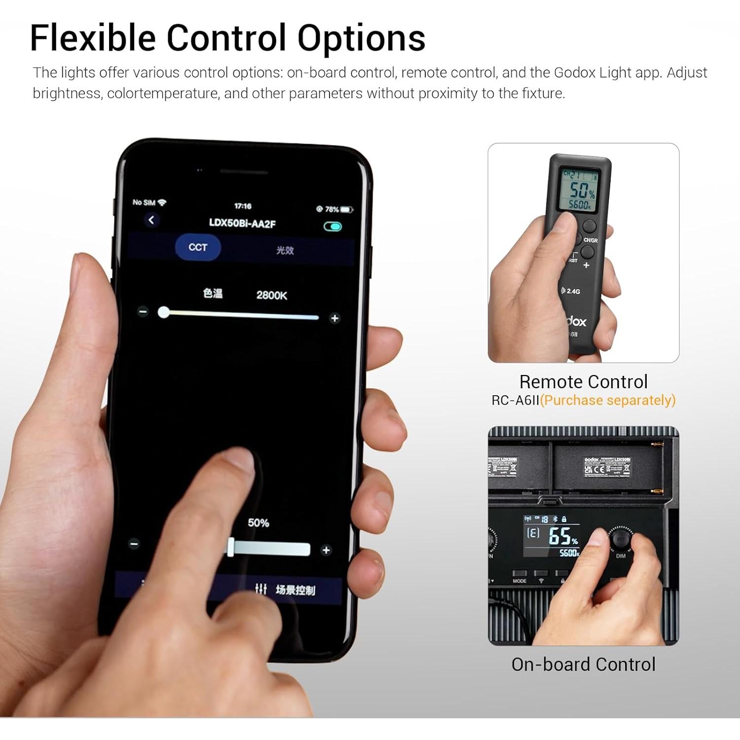 Luz de Video LED Bicolor Godox LDX50Bi 65W 2800K-6500K