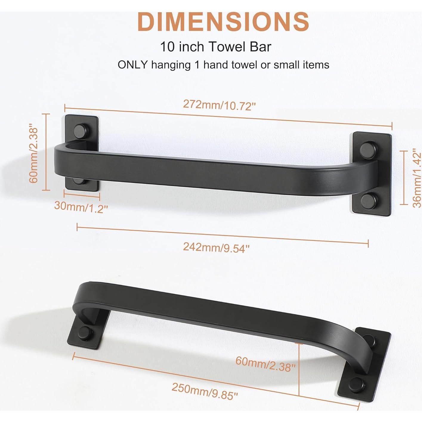 Barra de Toalla Mooche 25,4 cm Acero Inoxidable Negro Mate