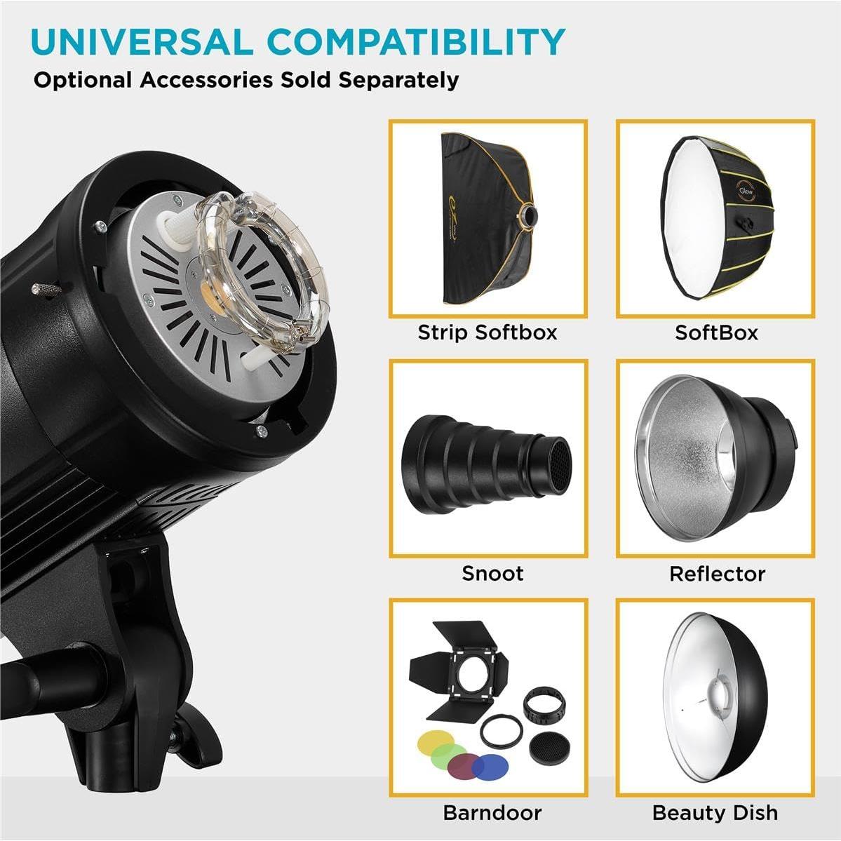 Flashpoint Studio 300 II-V 300Ws R2 Monolight Strobe Flash with 10W LED Modeling Lamp, Bowens Mount Strobe Light for Photography, R2 2.4GHz Wireless Studio Light with 0.1-1.5s Max Recycle Time