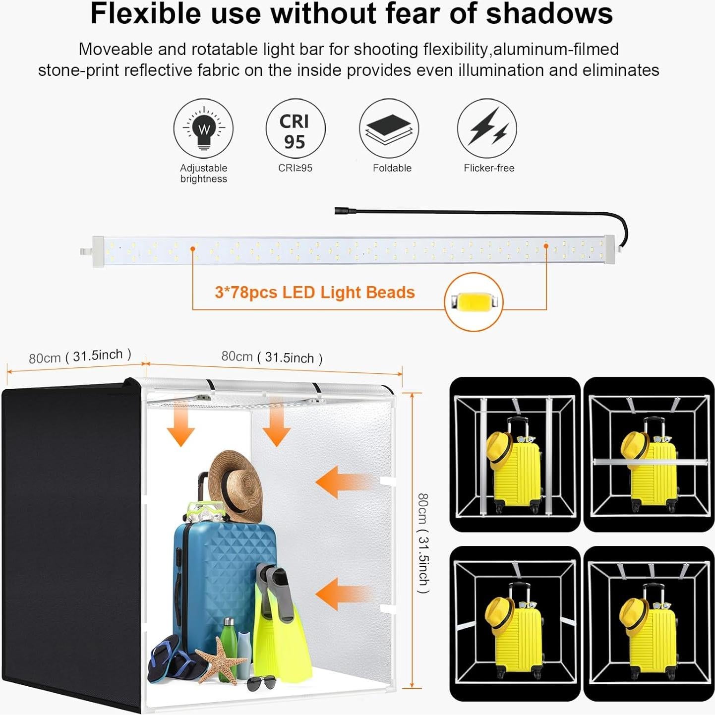 Caja de Luz Fotográfica PULUZ 80x80cm LED 90W 14000LM