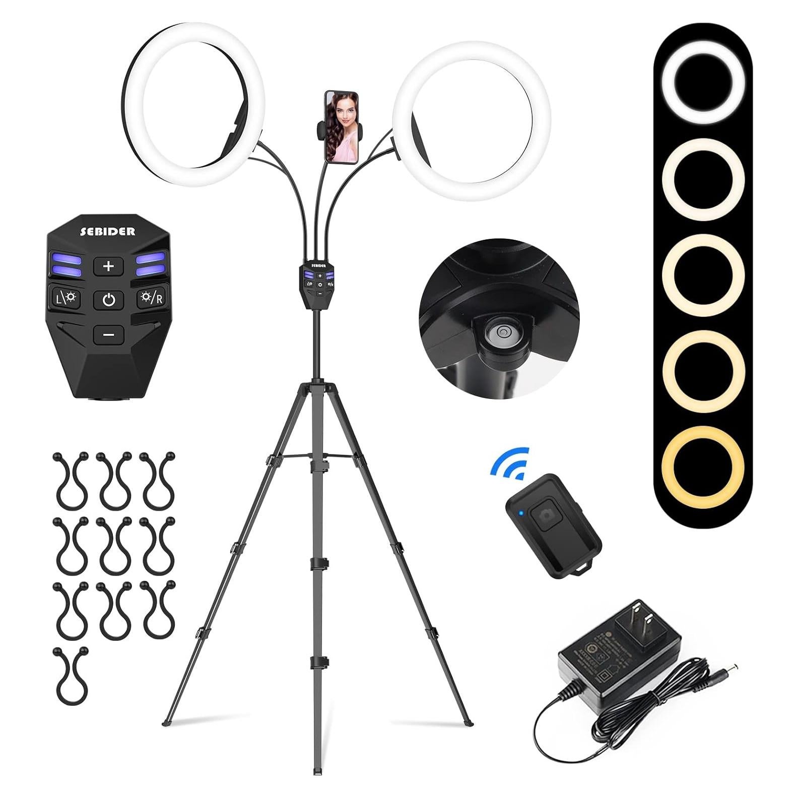 Anillo de Luz LED Doble 25cm SEBIDER con Soporte y 5 Modos