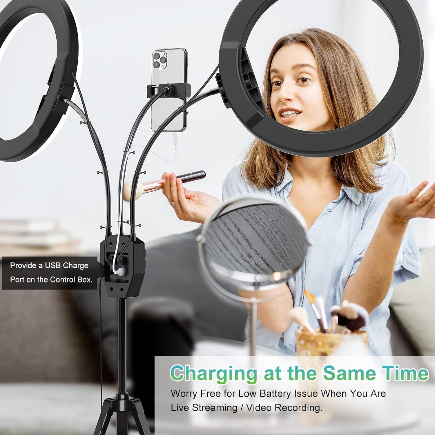 Anillo de Luz LED Doble 25cm SEBIDER con Soporte y 5 Modos