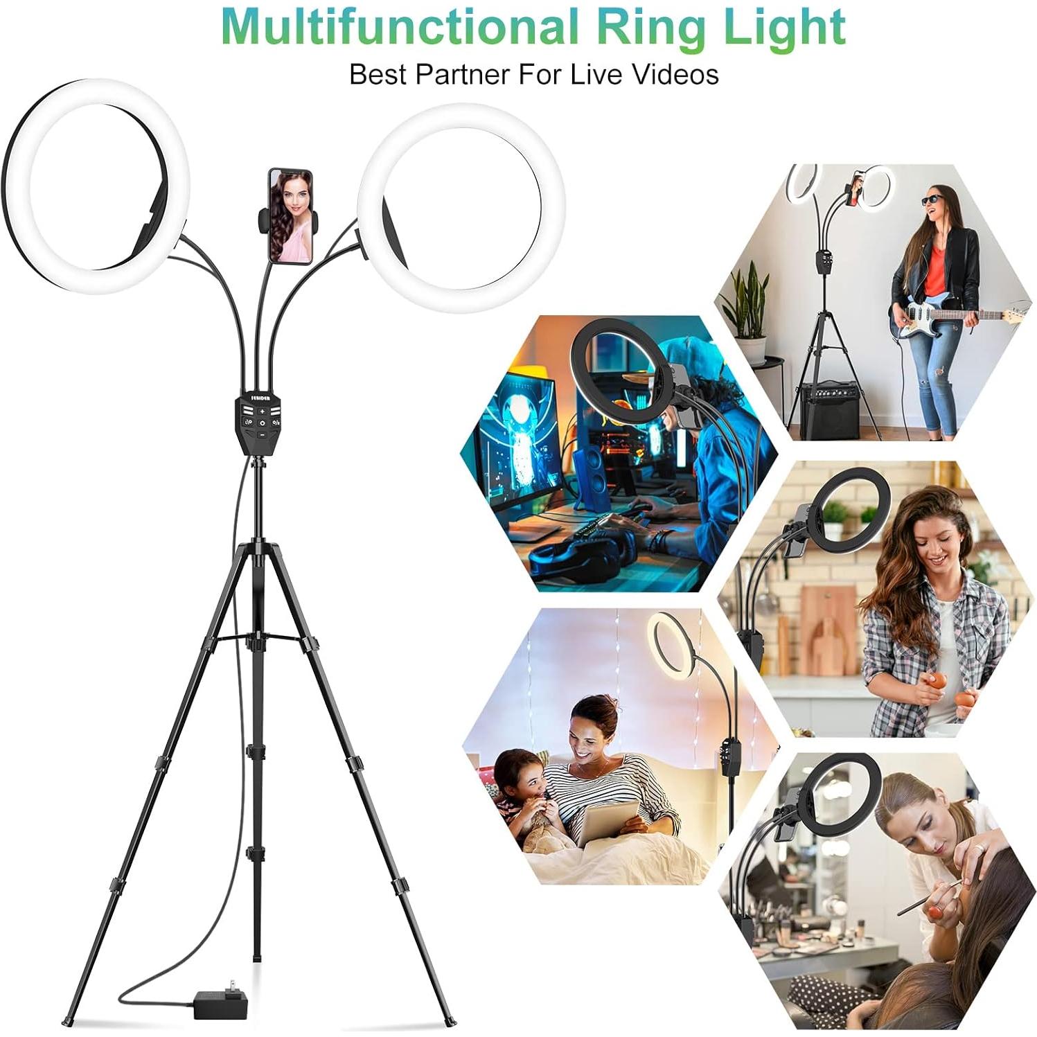 Anillo de Luz LED Doble 25cm SEBIDER con Soporte y 5 Modos
