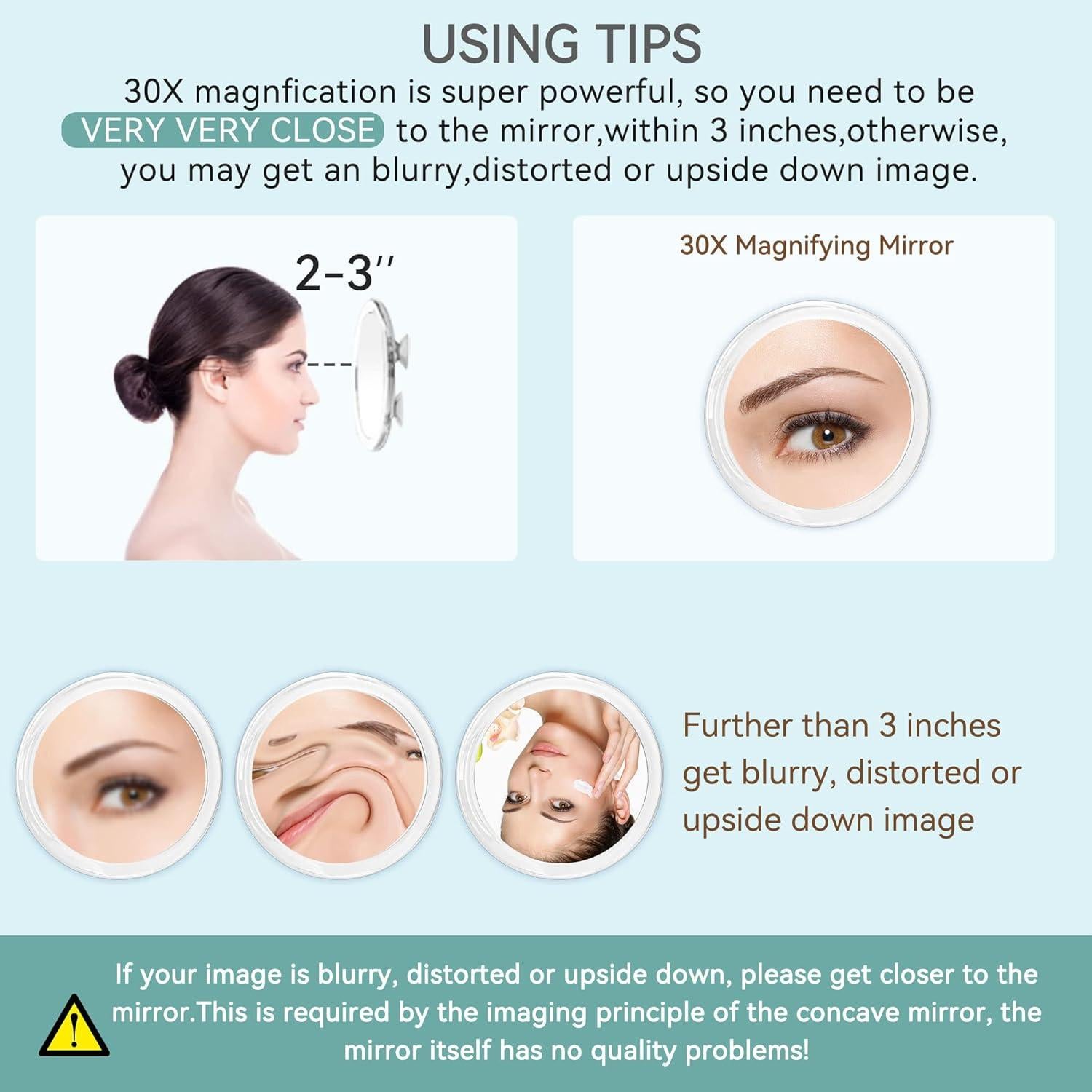 Espejo de Aumento 30X MIYADIVA 15 cm Ventosa Maquillaje