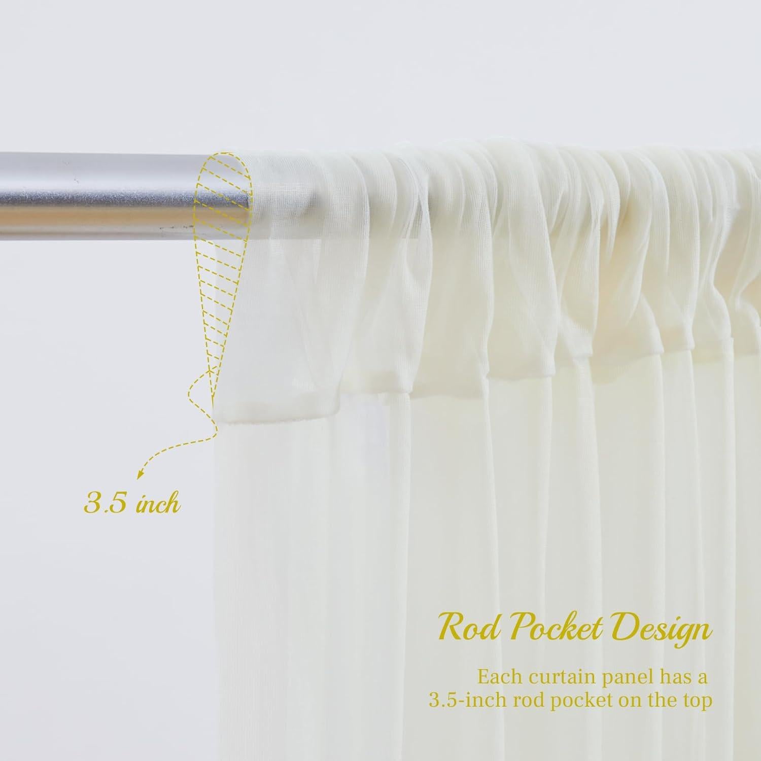 Cortina de tul marfil con luces 2 paneles 5x10 pies