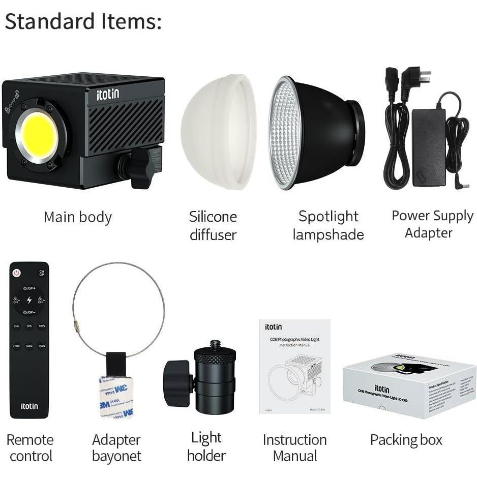 Luz de Video LED ITOTIN Bi-Color 60W Control Remoto 2.4G