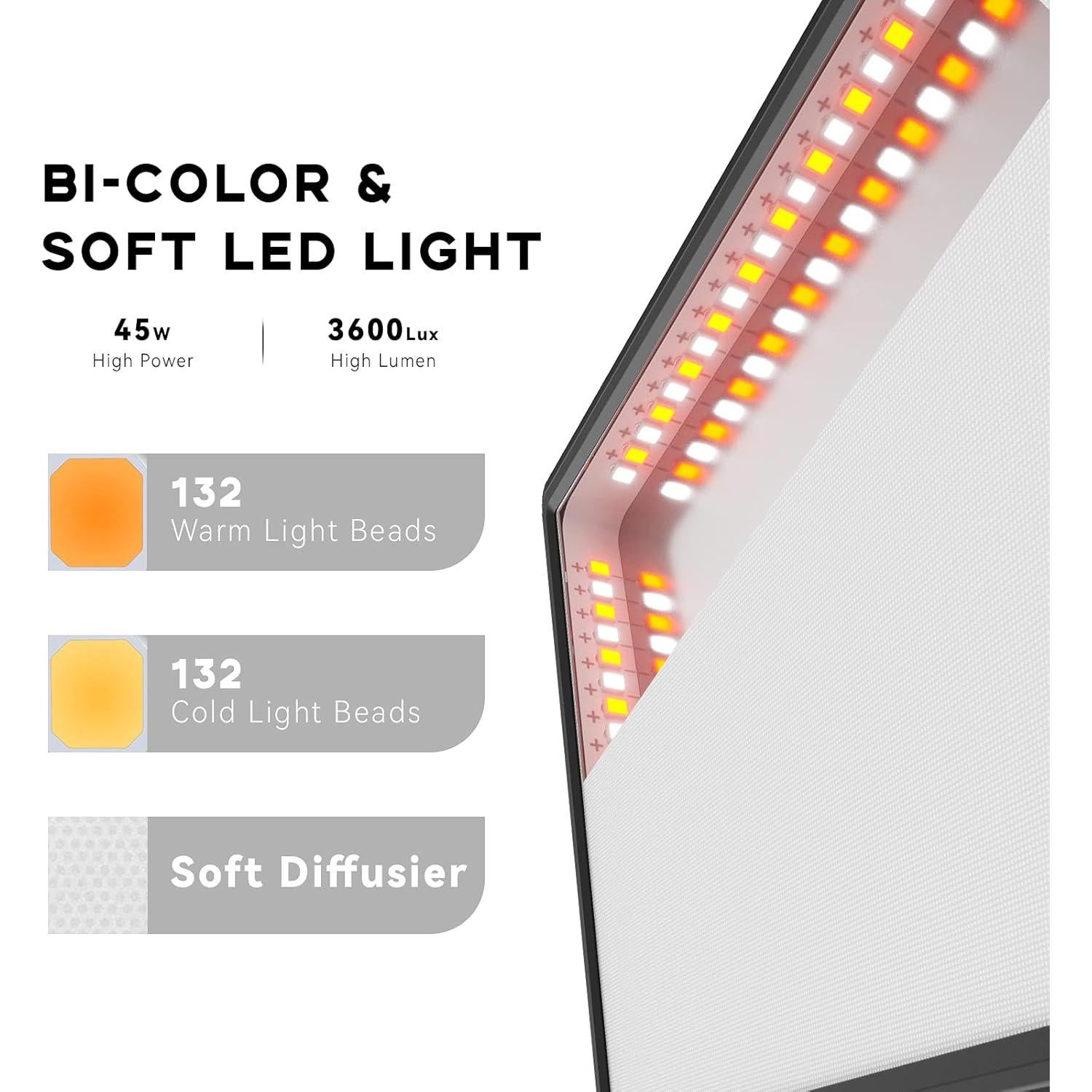 Luz de Video LED Bi-Color Dazzne D50 45W 3000K-8000K
