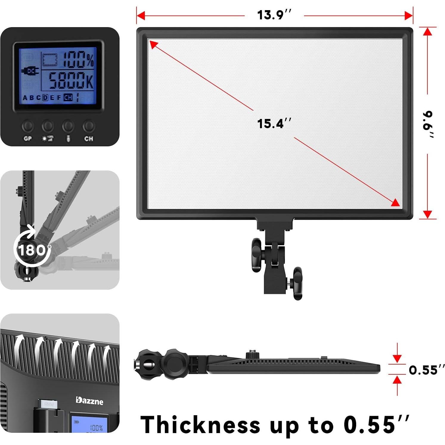 Luz de Video LED Bi-Color Dazzne D50 45W 3000K-8000K