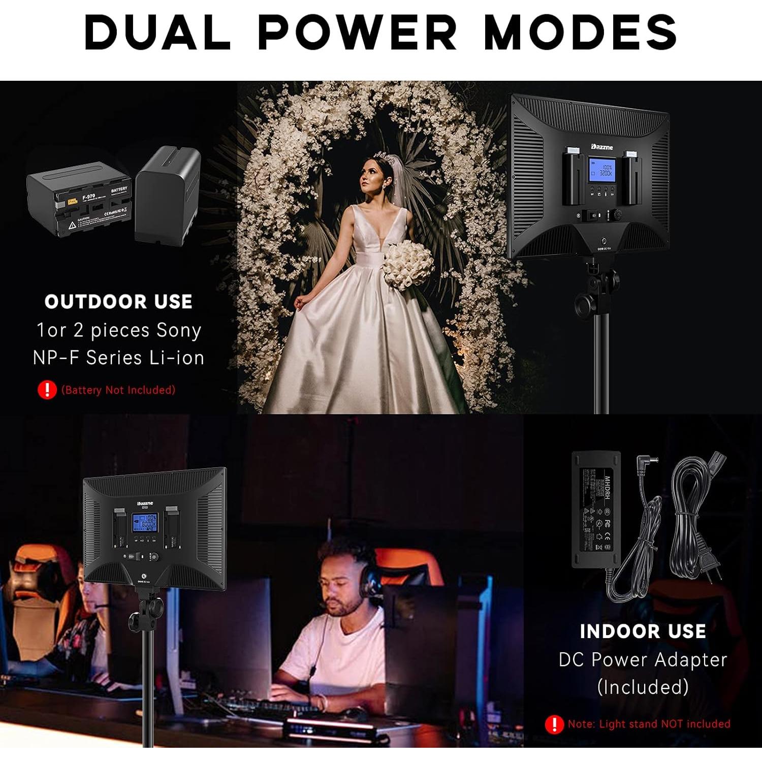 Luz de Video LED Bi-Color Dazzne D50 45W 3000K-8000K