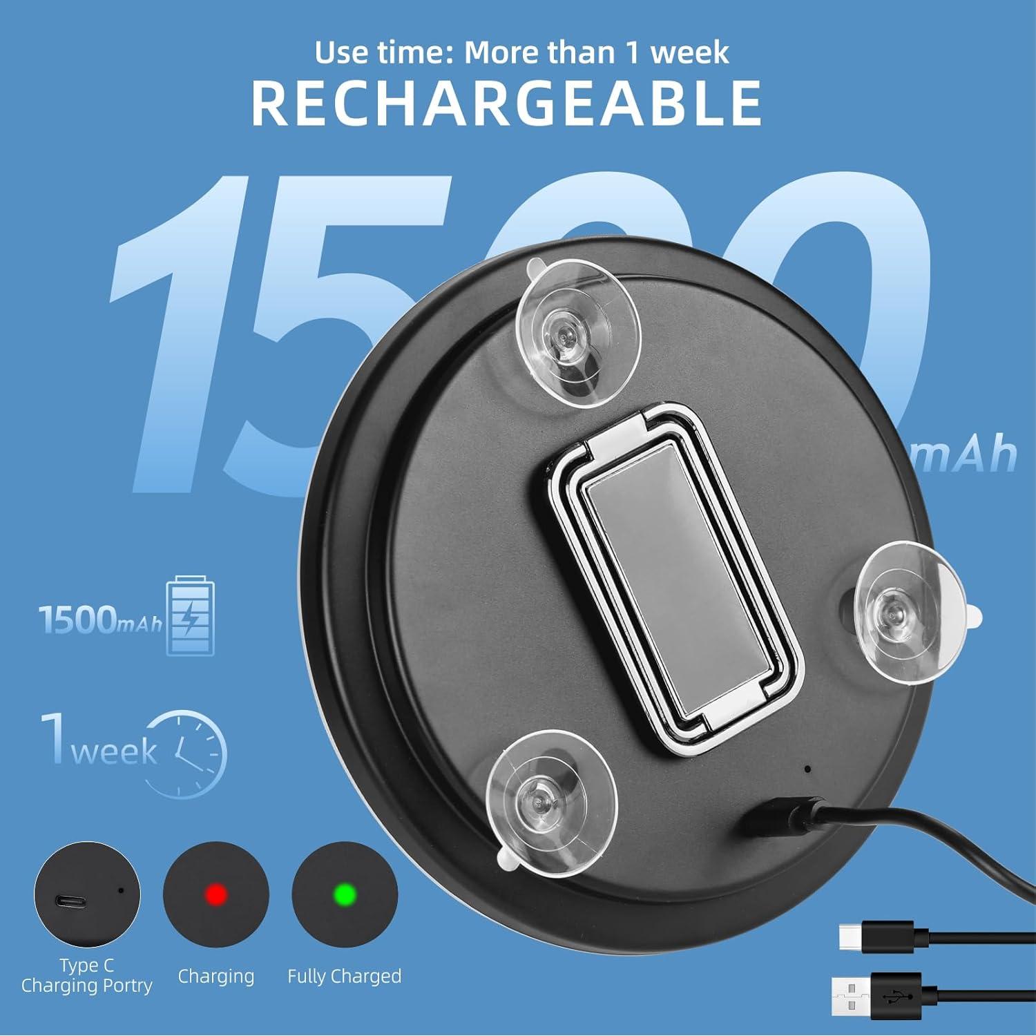 Espejo de Aumento 30X con Luz y Ventosas 15cm Negro