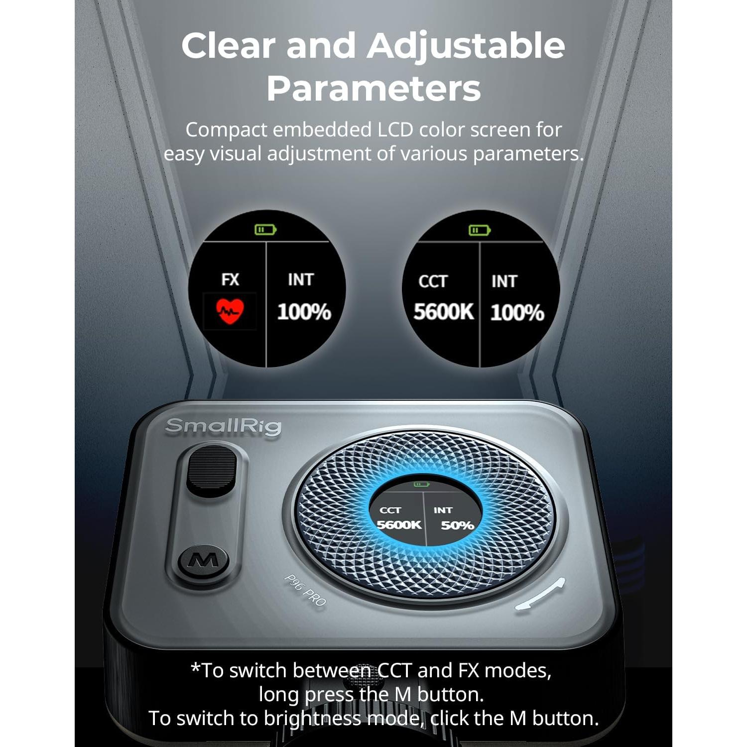 Luz LED de Video SmallRig Vibe P96 Pro 2500-6500K CRI95+