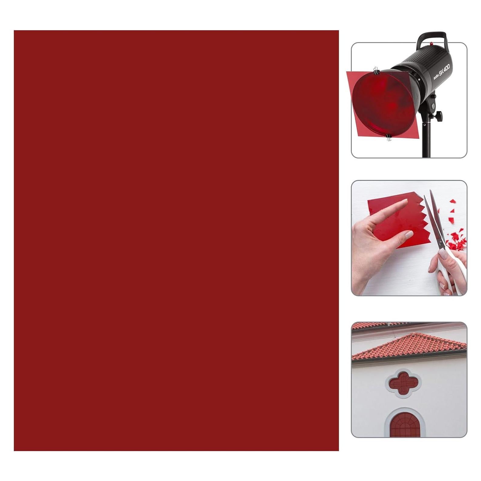 20 Filtros de Luz de Gel Rojo A4 WEINIDASI para Fotografía