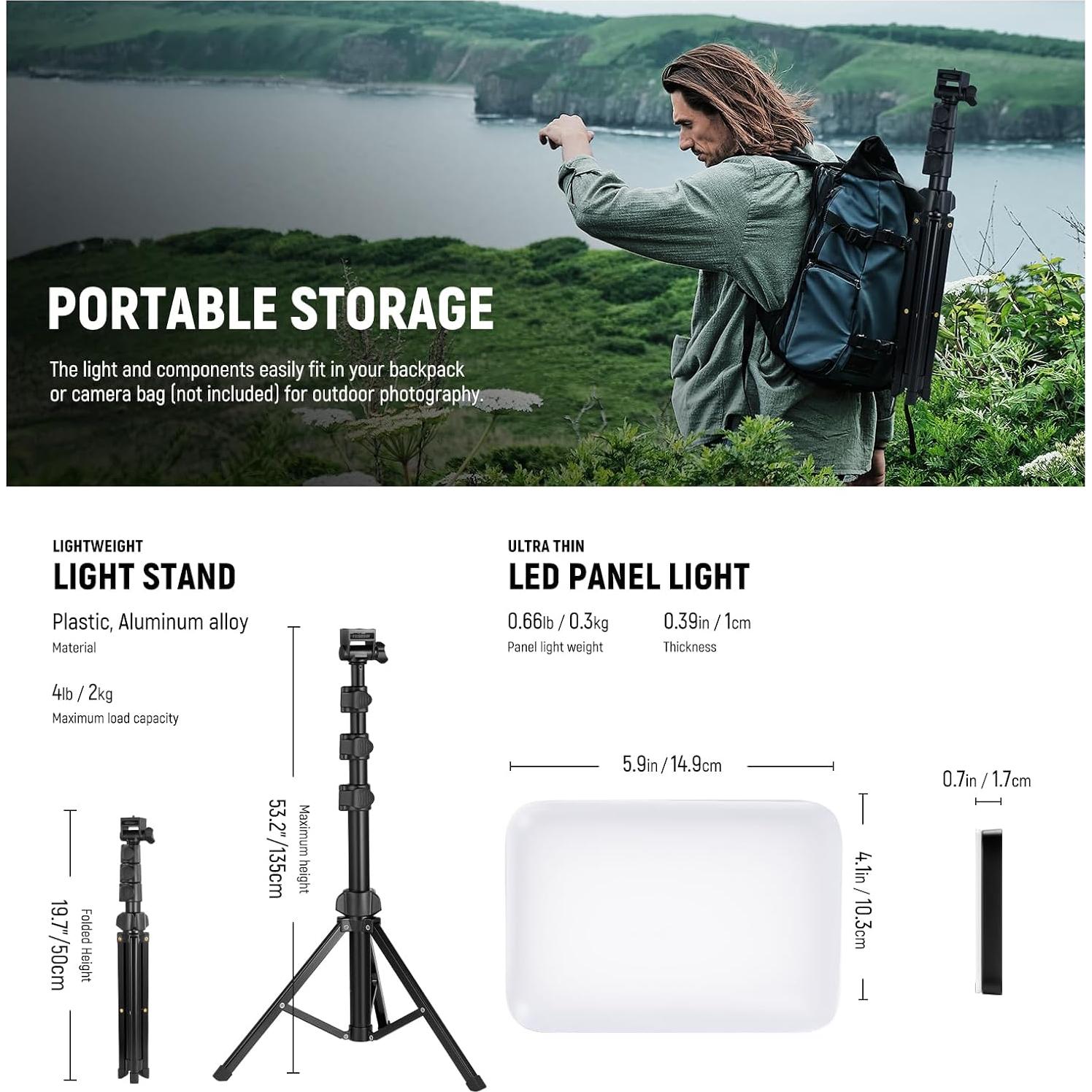 Kit de Iluminación LED Neewer BP66 Bi Color 3200K-5600K