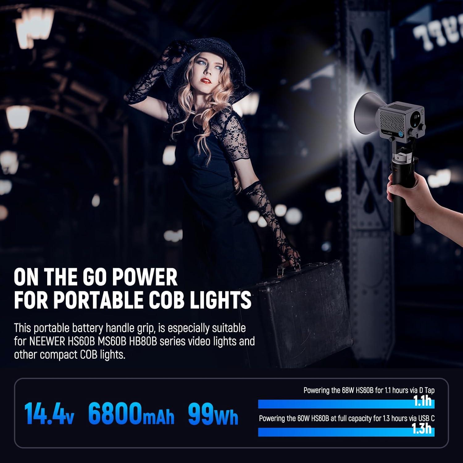 Empuñadura de Batería NEEWER PH99E 6800mAh para Luces COB