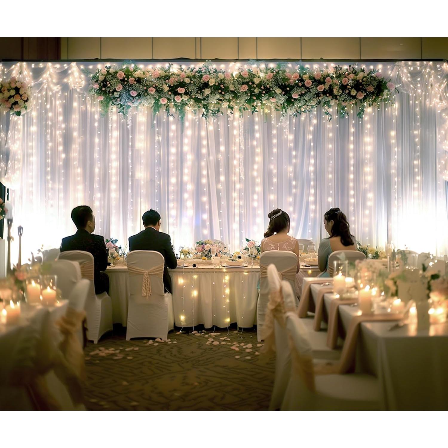 Cortinas de fondo de tul blanco Suppromo 6m x 2.4m con luces