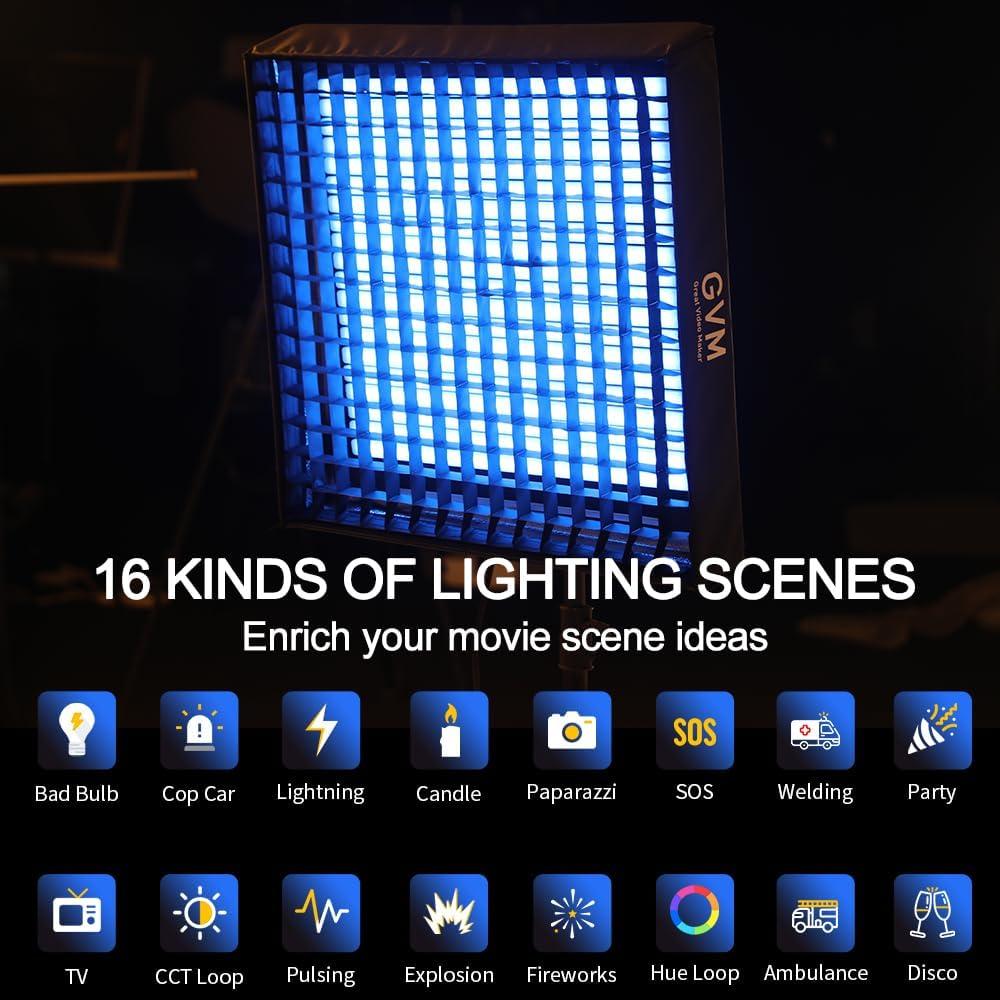 Luz de Video LED Flexible GVM B200C 200W RGB 2000K-10000K