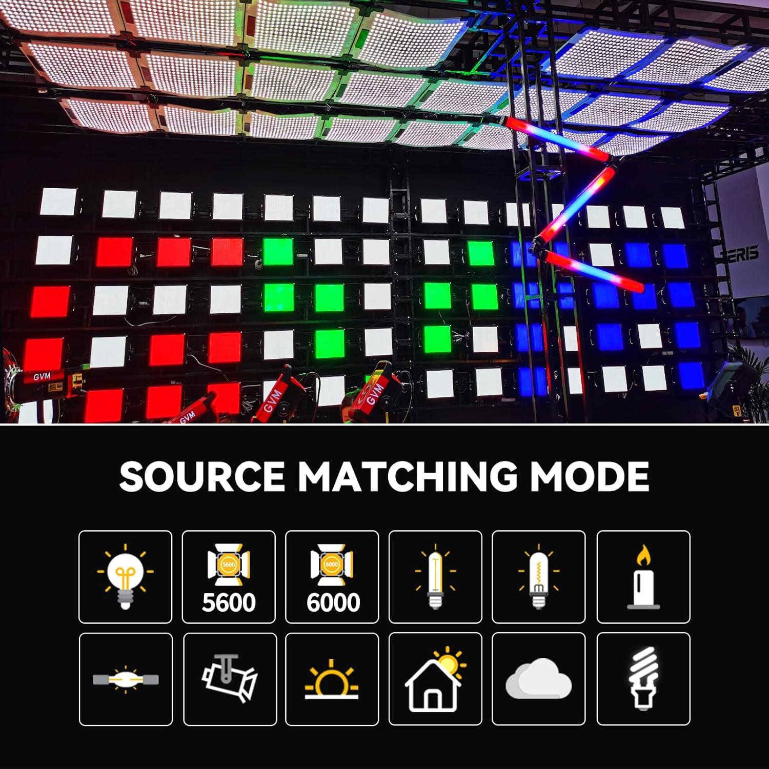 Luz de Video LED Flexible GVM B200C 200W RGB 2000K-10000K